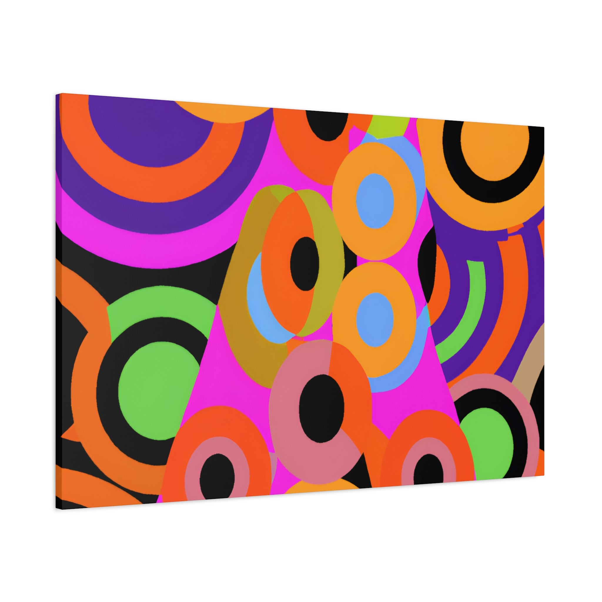 Vibrant Retro Circles Abstract Art Canvas - Canvas