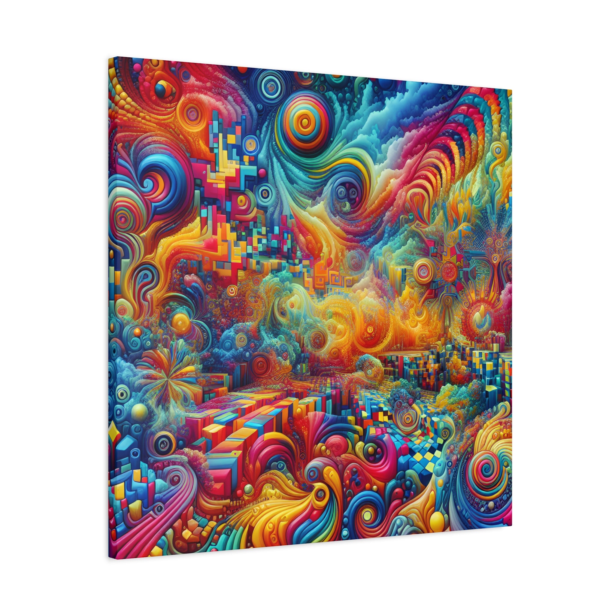 Vibrant Vortex of Psychedelic Dreams Canvas Art Print - Canvas