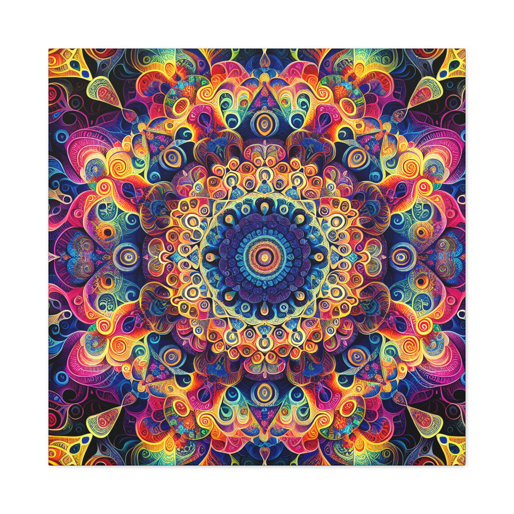 Vibrant Psychedelic Mandala Canvas Art Print - Canvas