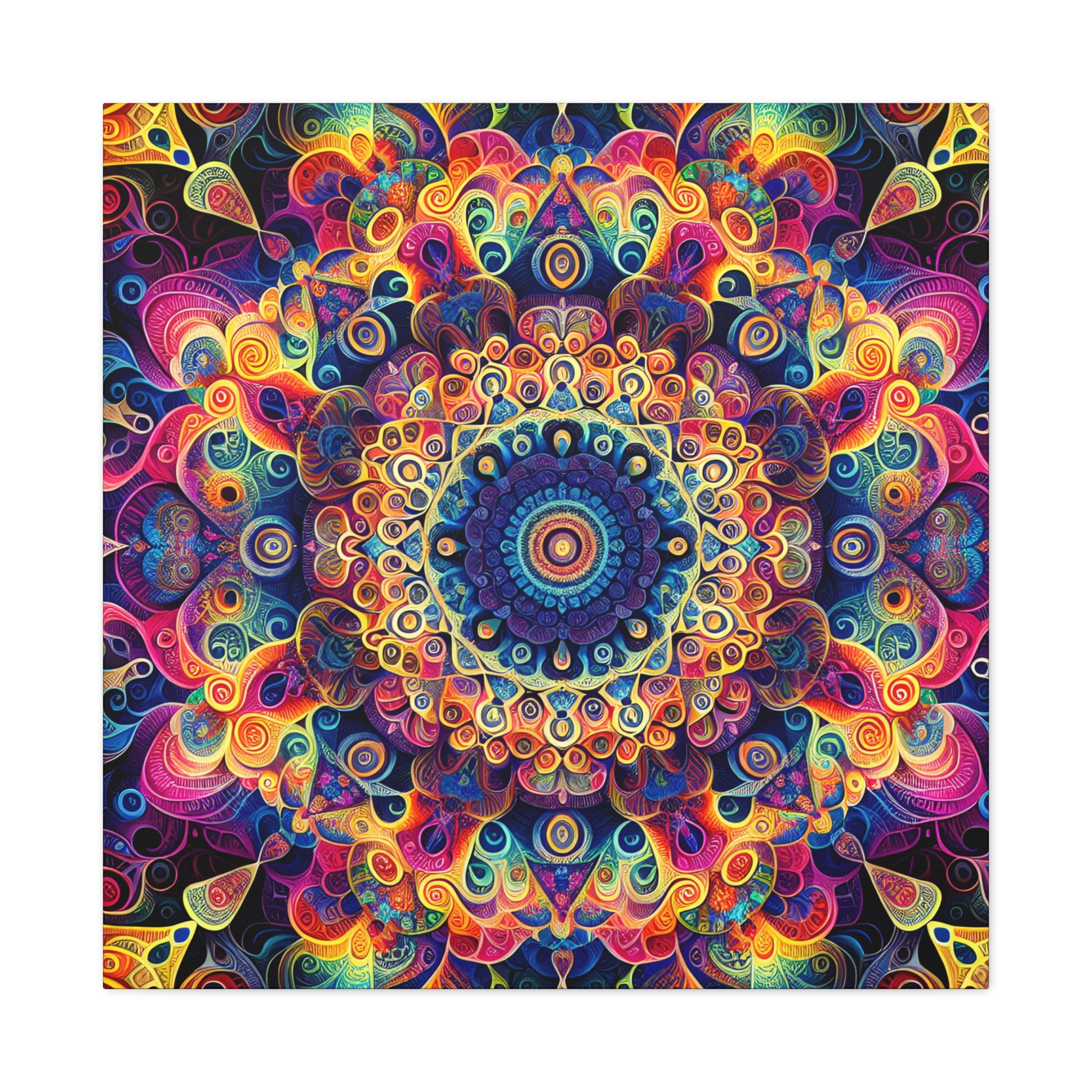 Vibrant Psychedelic Mandala Canvas Art Print - Canvas