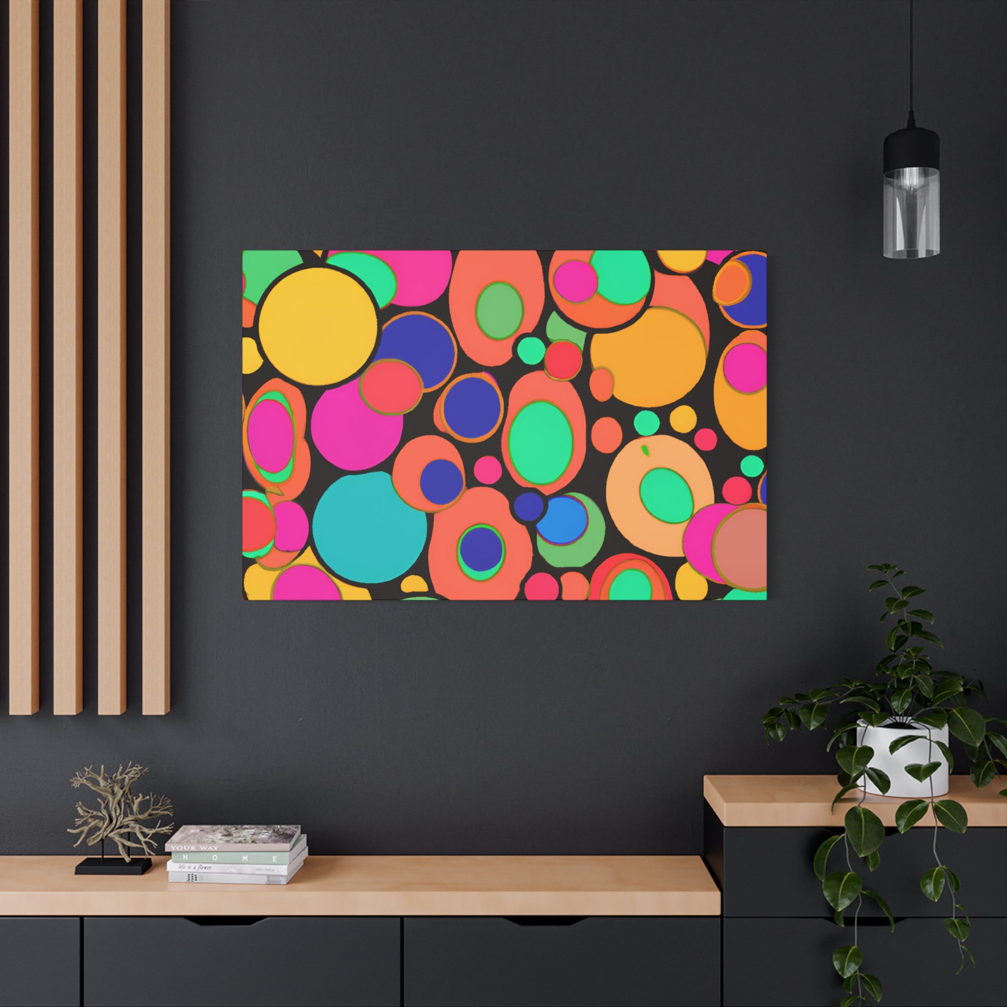 Vibrant Retro Bubble Fiesta Abstract Art Canvas - Canvas