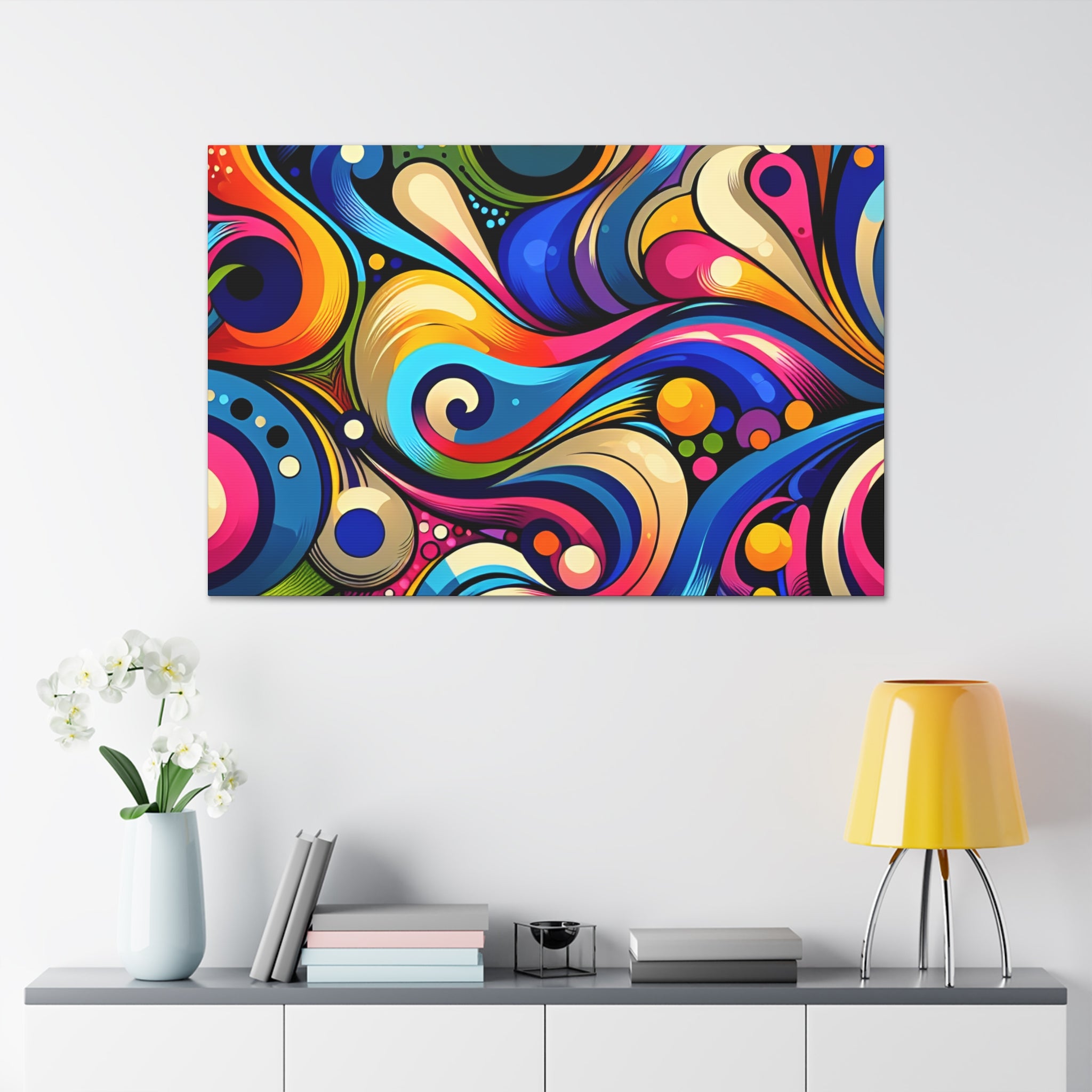 Vibrant Whirls and Swirls Abstract Art Canvas - Canvas