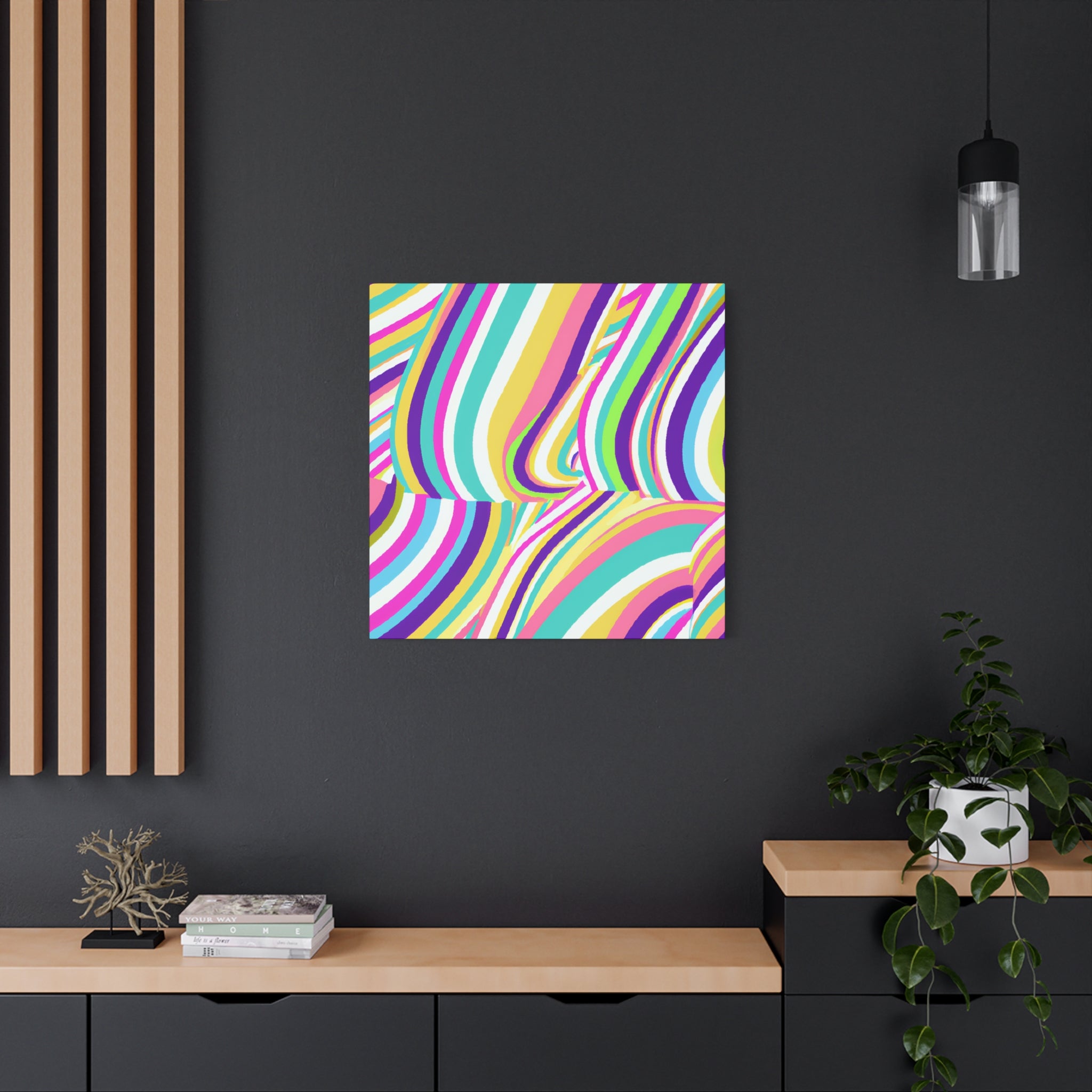 Vibrant Wavy Stripes Abstract Art Canvas - Canvas