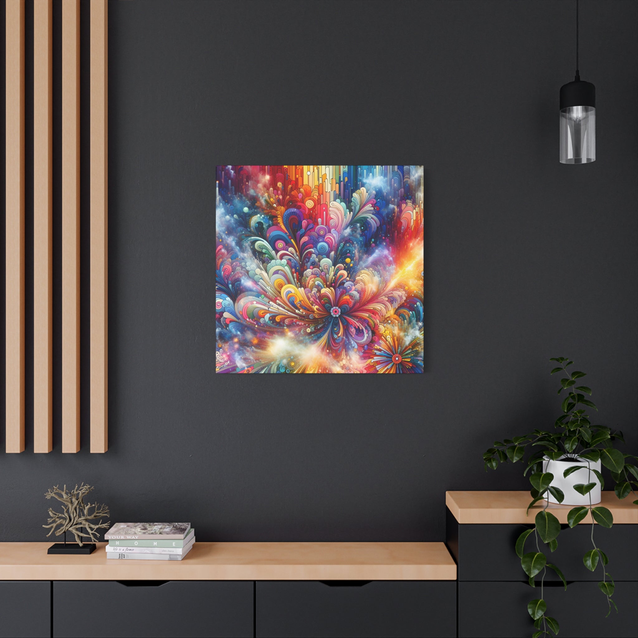 Cosmic Bloom Explosion Colorful Abstract Art Canvas - Canvas