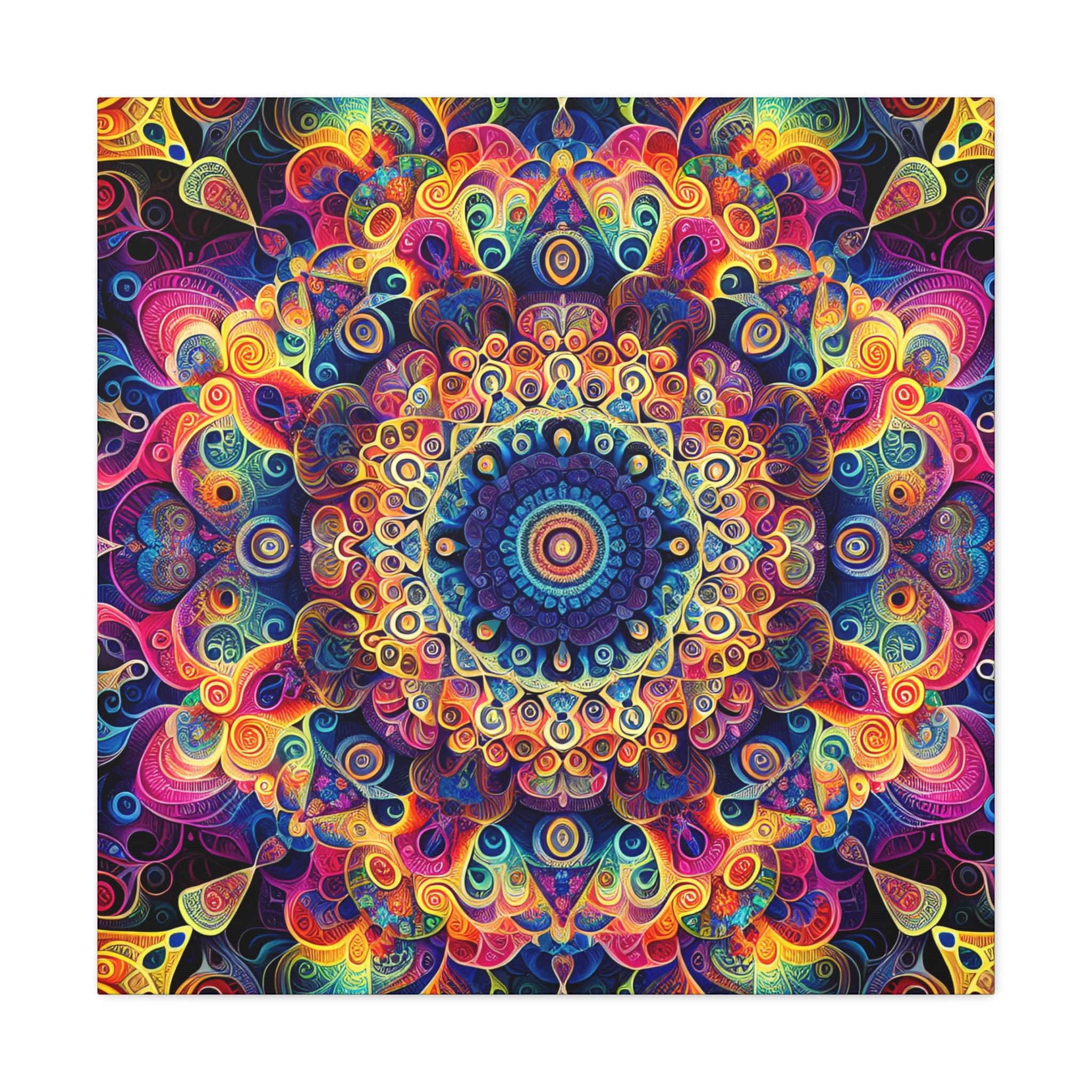 Vibrant Psychedelic Mandala Canvas Art Print - Canvas