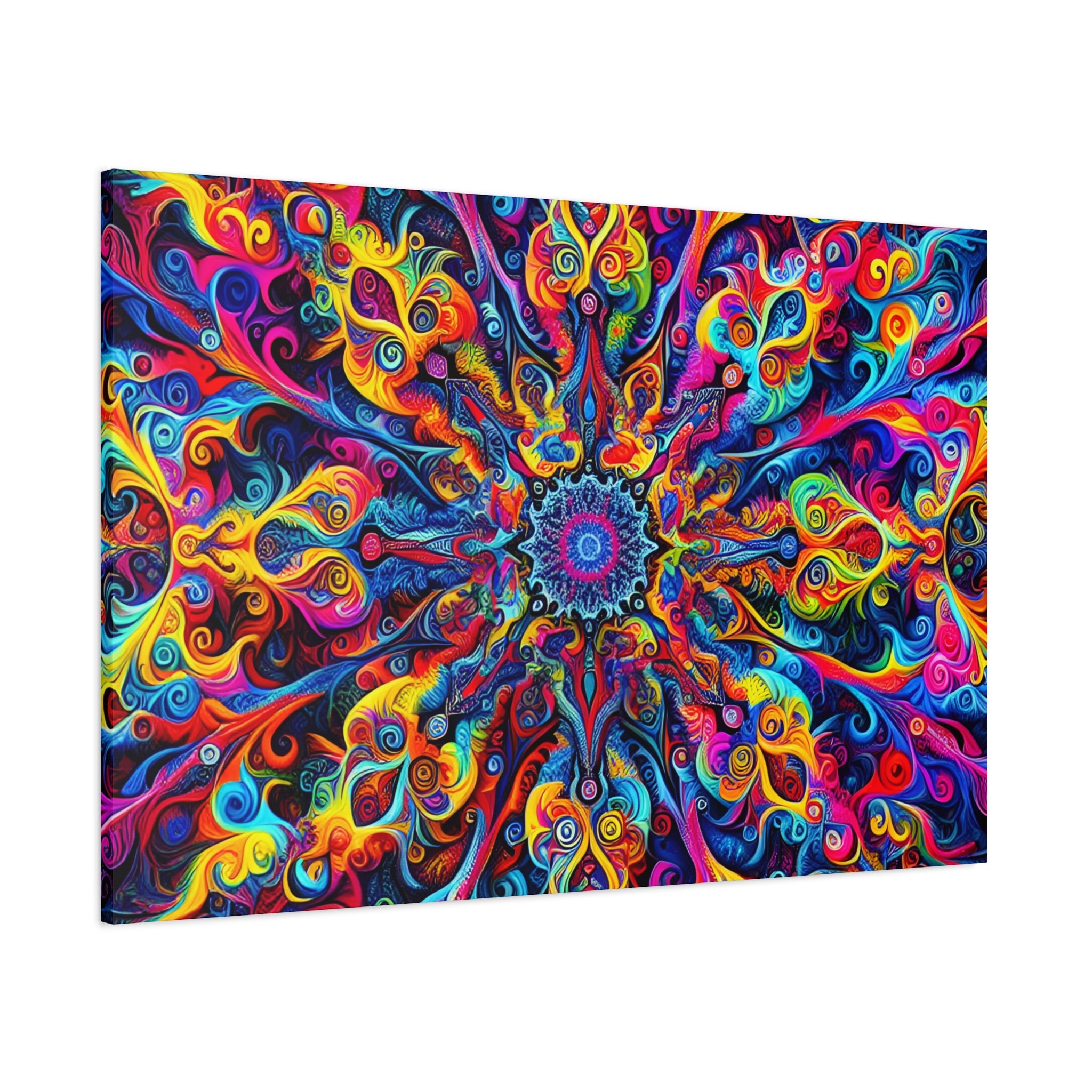 Psychedelic Mandala Explosion Colorful Abstract Art Canvas - Canvas