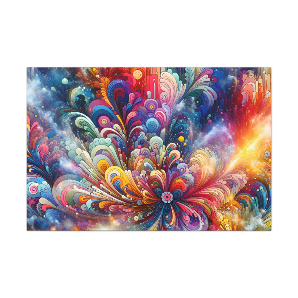 Cosmic Bloom Explosion Colorful Abstract Art Canvas - Canvas