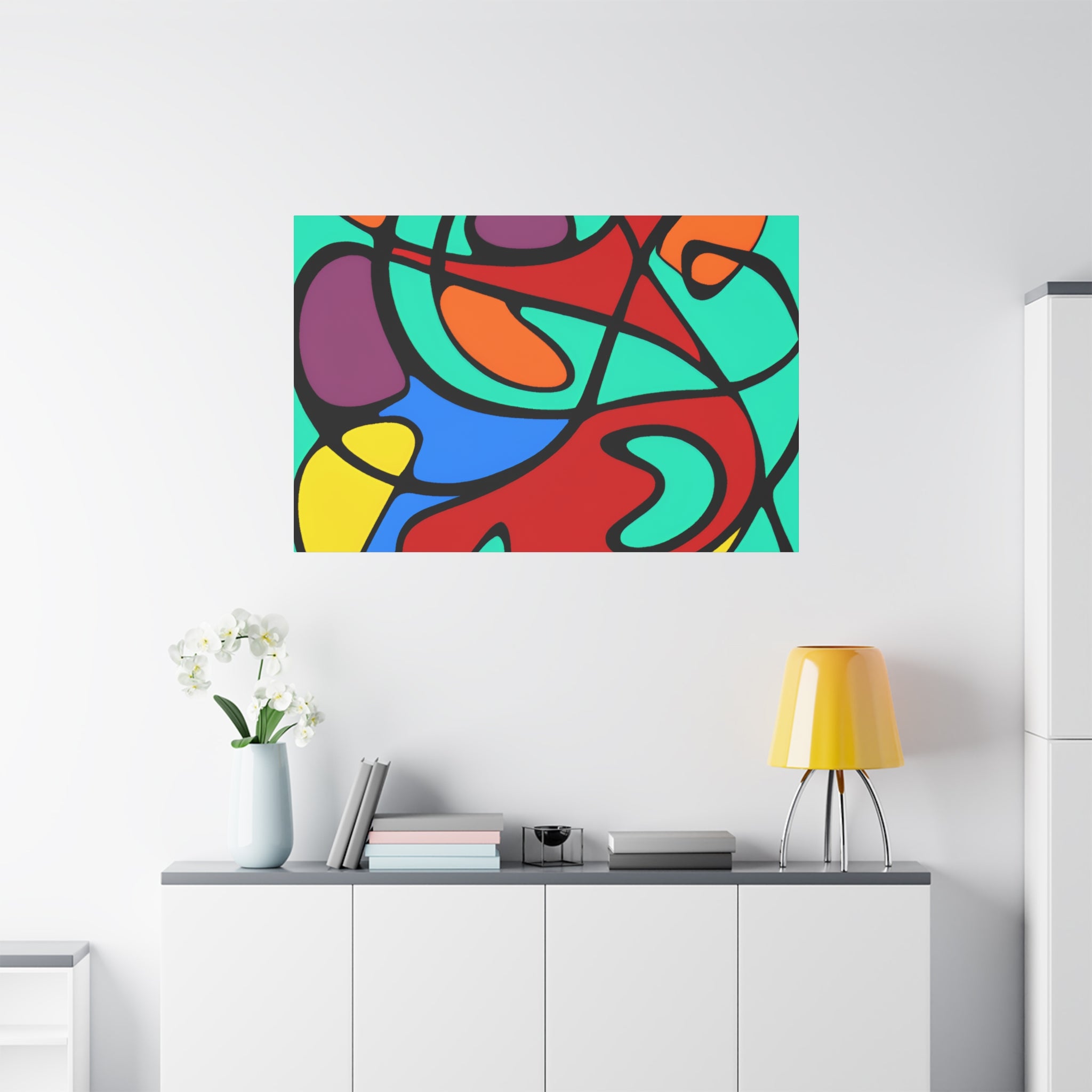 Vibrant Abstract Curves Canvas Art Print - Canvas