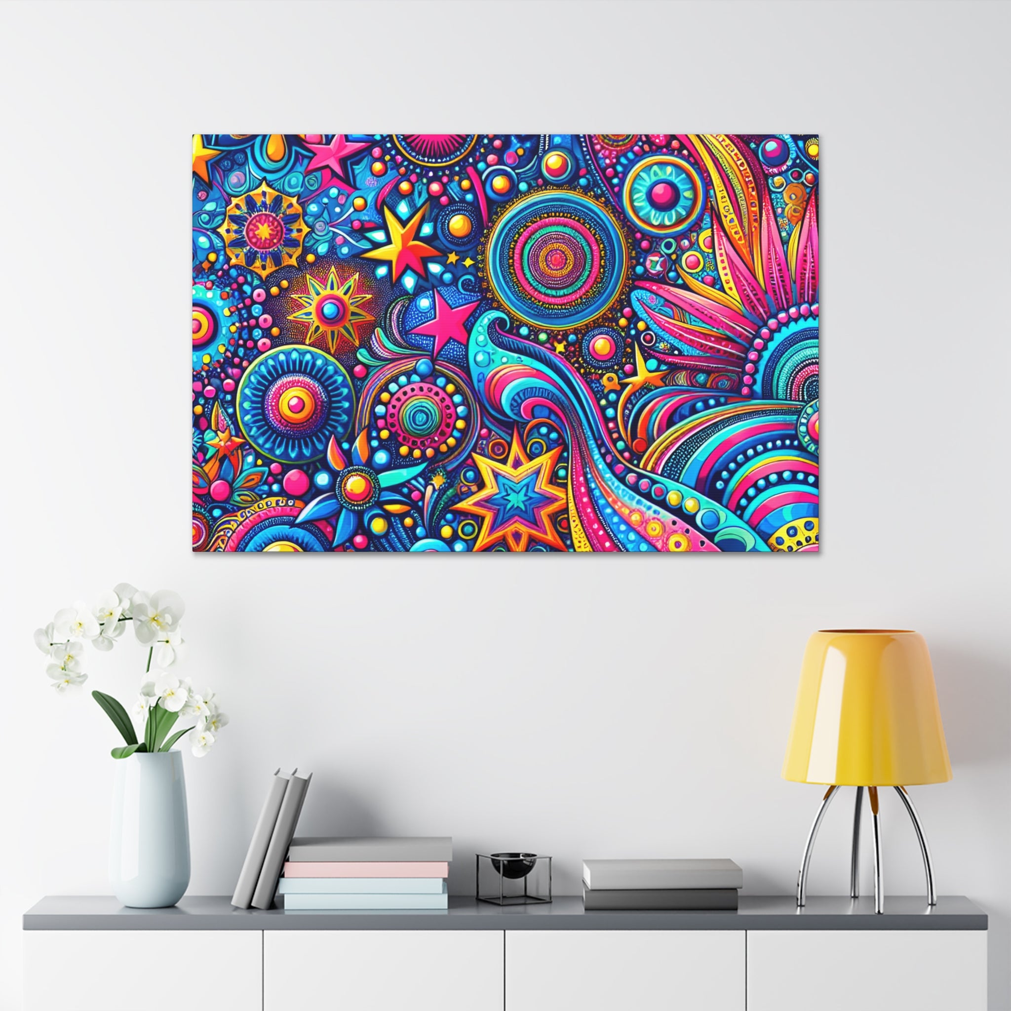 Psychedelic Dreamscape Vibrant Canvas Art Print - Canvas