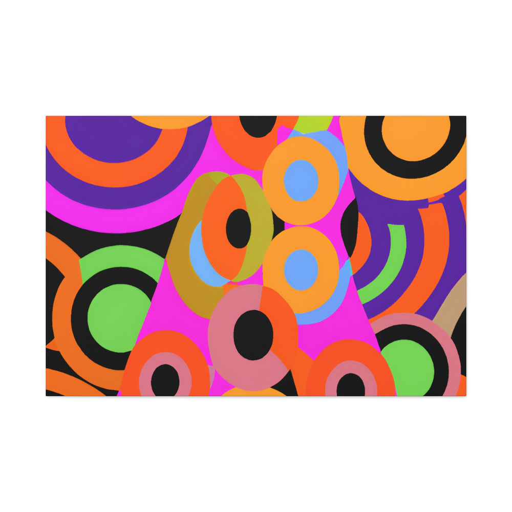 Vibrant Retro Circles Abstract Art Canvas - Canvas