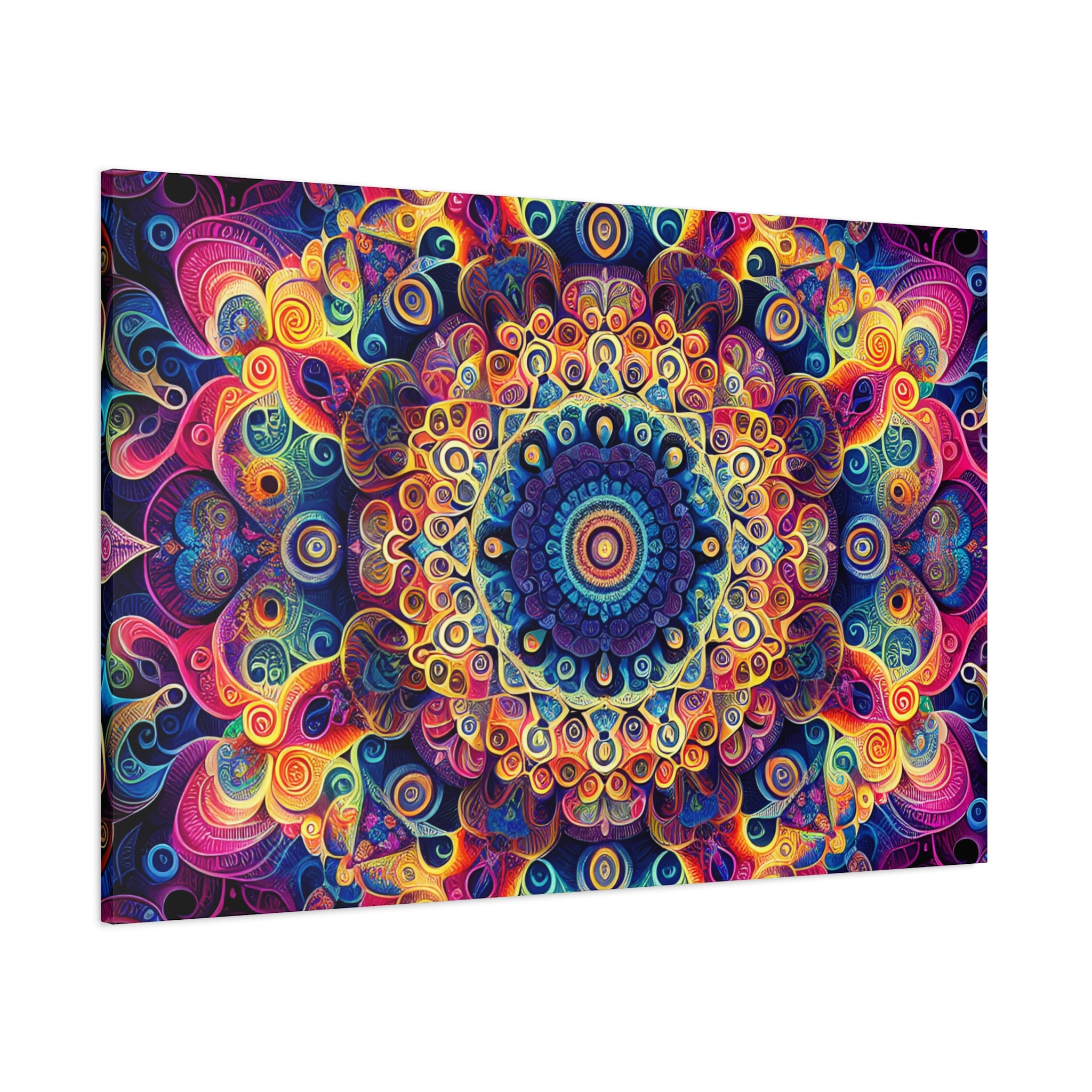 Vibrant Psychedelic Mandala Canvas Art Print - Canvas