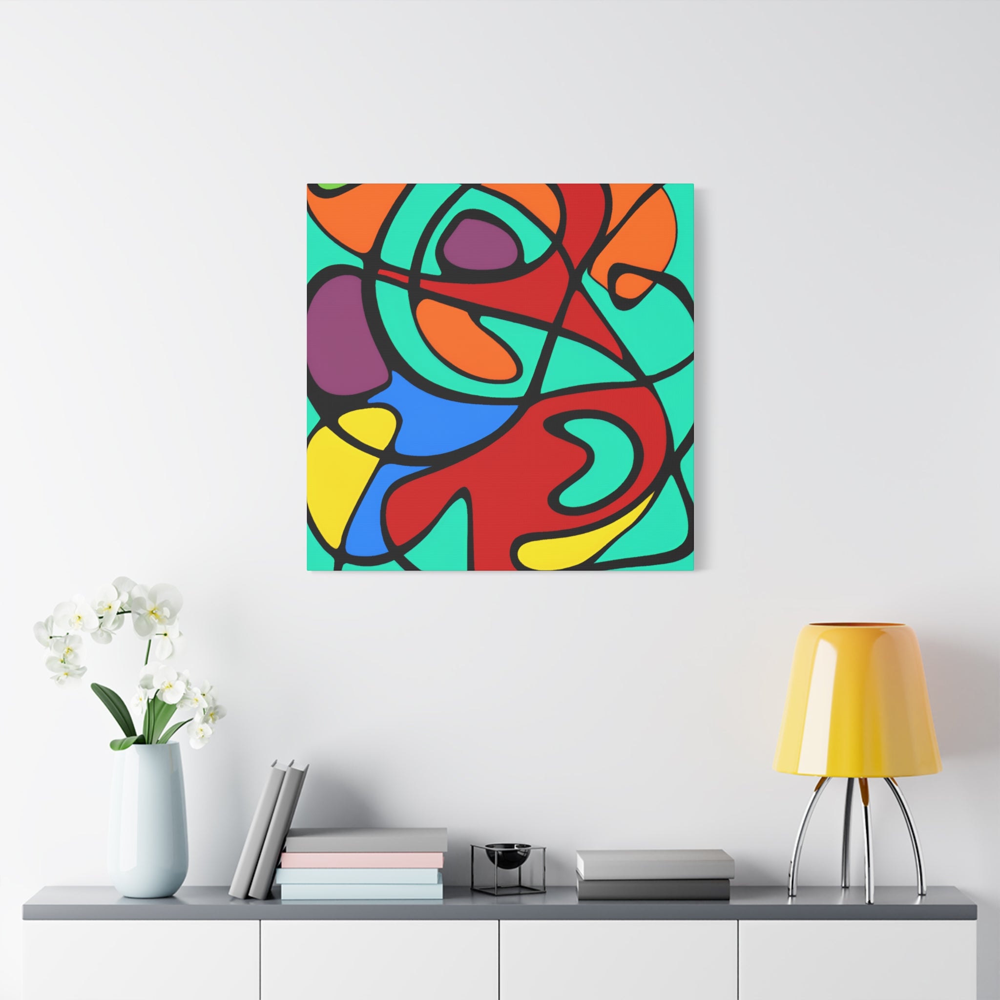 Vibrant Abstract Curves Canvas Art Print - Canvas