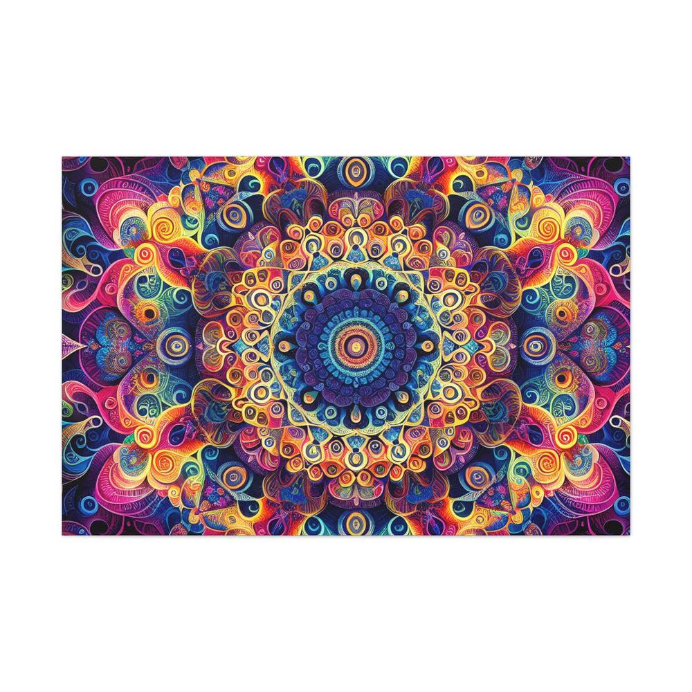 Vibrant Psychedelic Mandala Canvas Art Print - Canvas