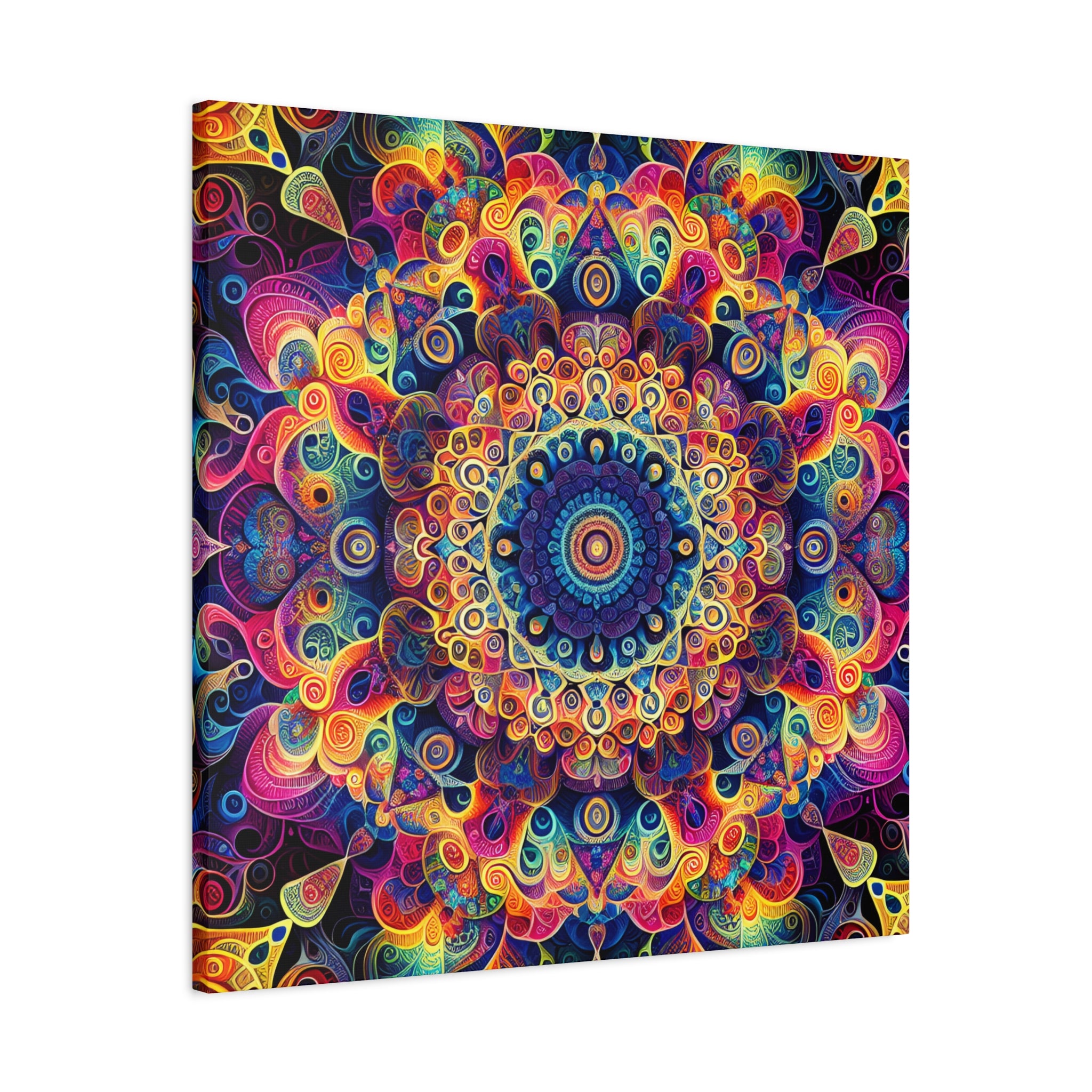 Vibrant Psychedelic Mandala Canvas Art Print - Canvas