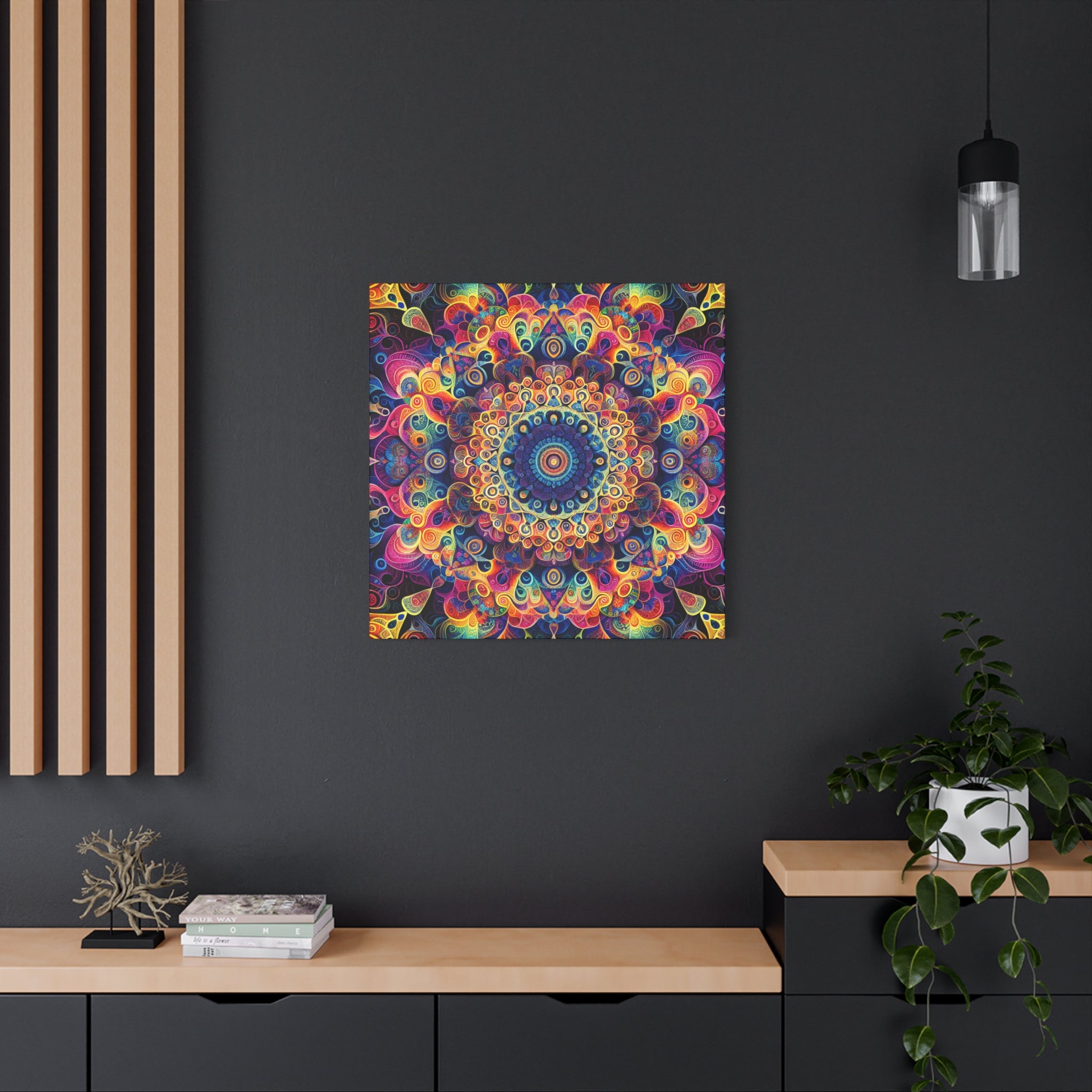 Vibrant Psychedelic Mandala Canvas Art Print - Canvas