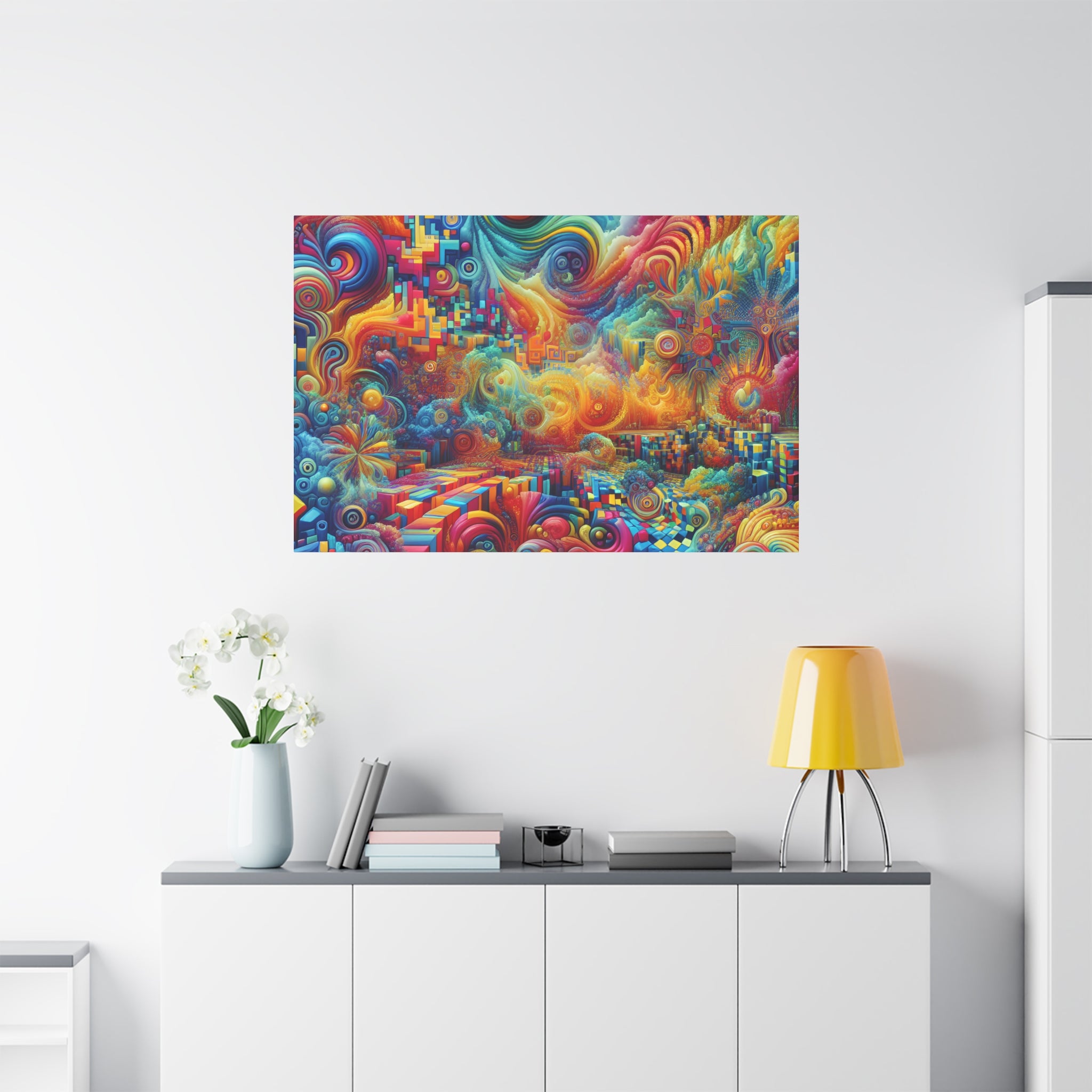Vibrant Vortex of Psychedelic Dreams Canvas Art Print - Canvas