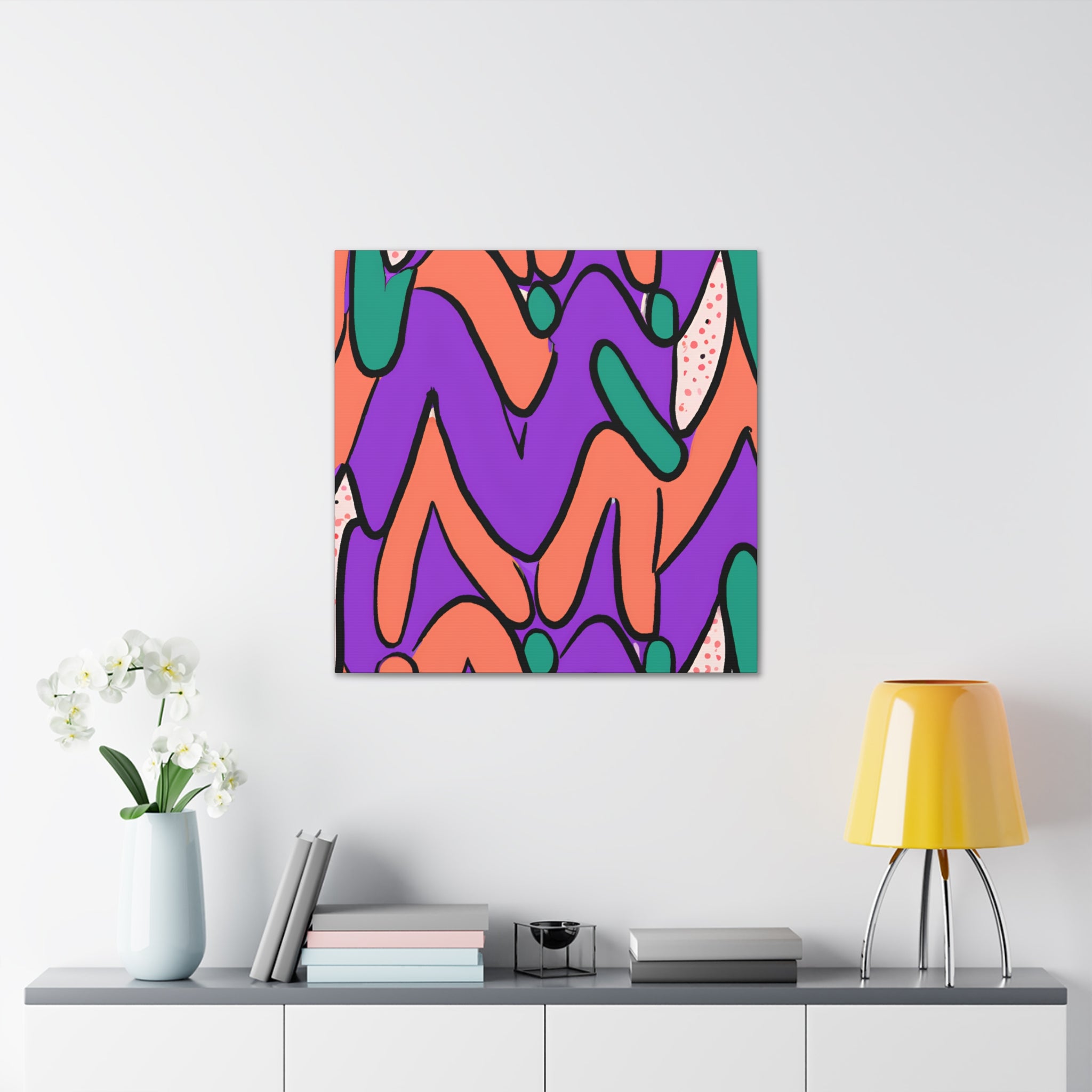 Vibrant Abstract Wiggles and Waves Canvas Art - Canvas