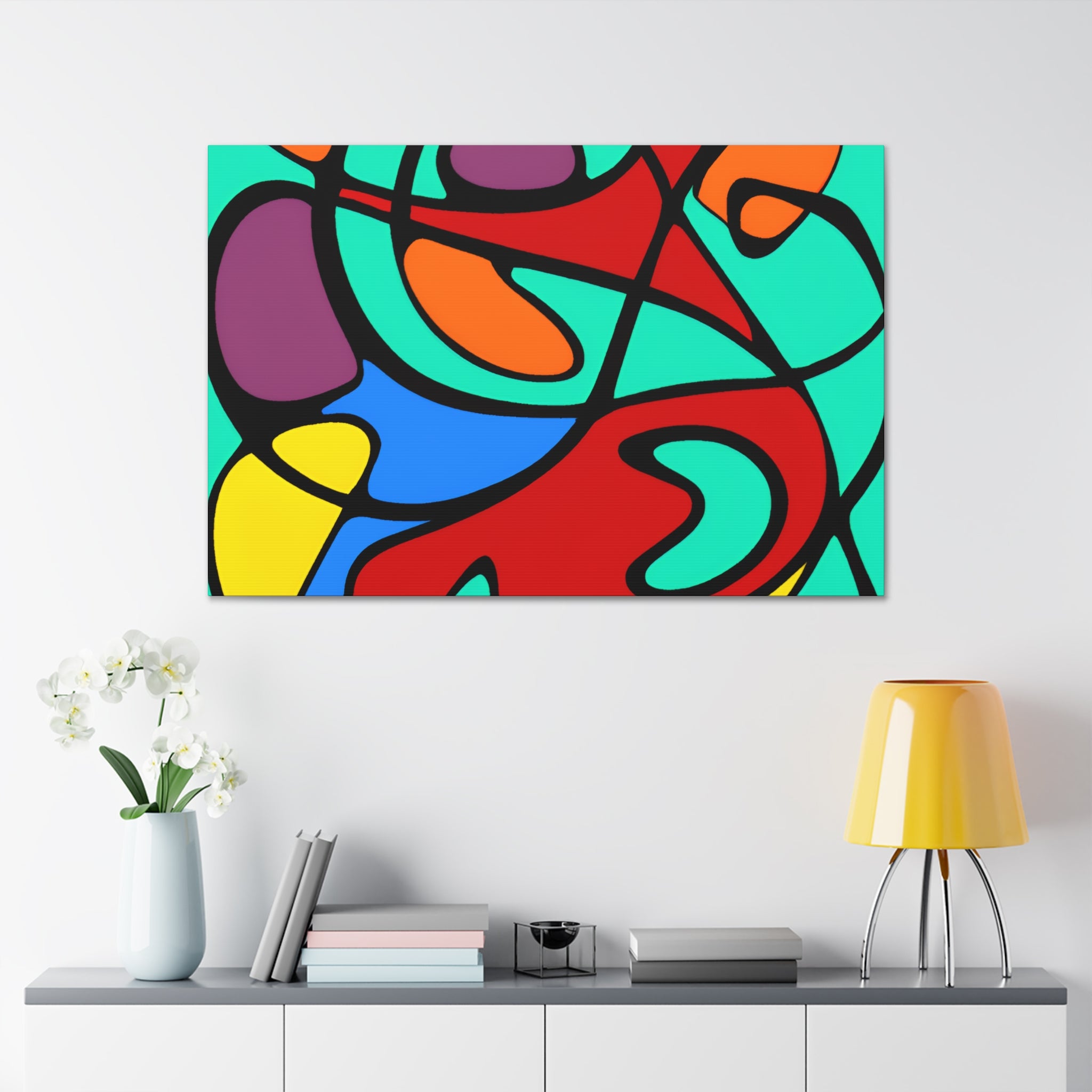 Vibrant Abstract Curves Canvas Art Print - Canvas