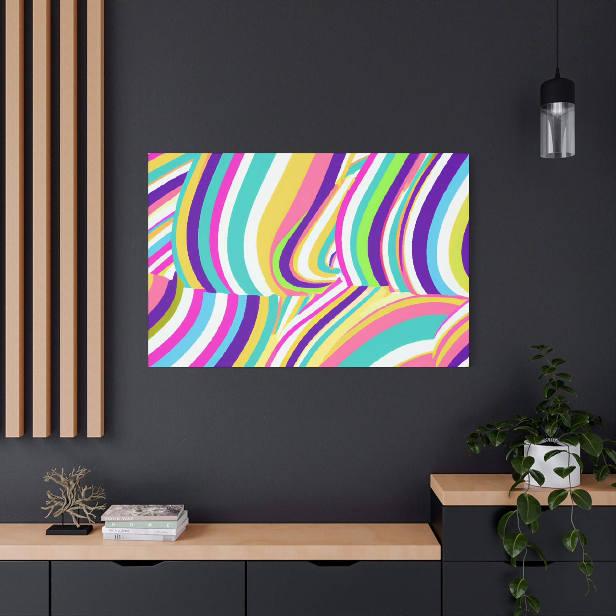 Vibrant Wavy Stripes Abstract Art Canvas - Canvas