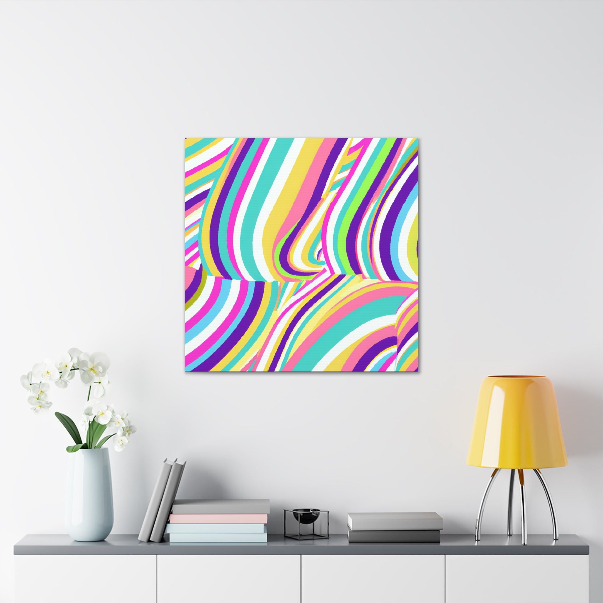 Vibrant Wavy Stripes Abstract Art Canvas - Canvas