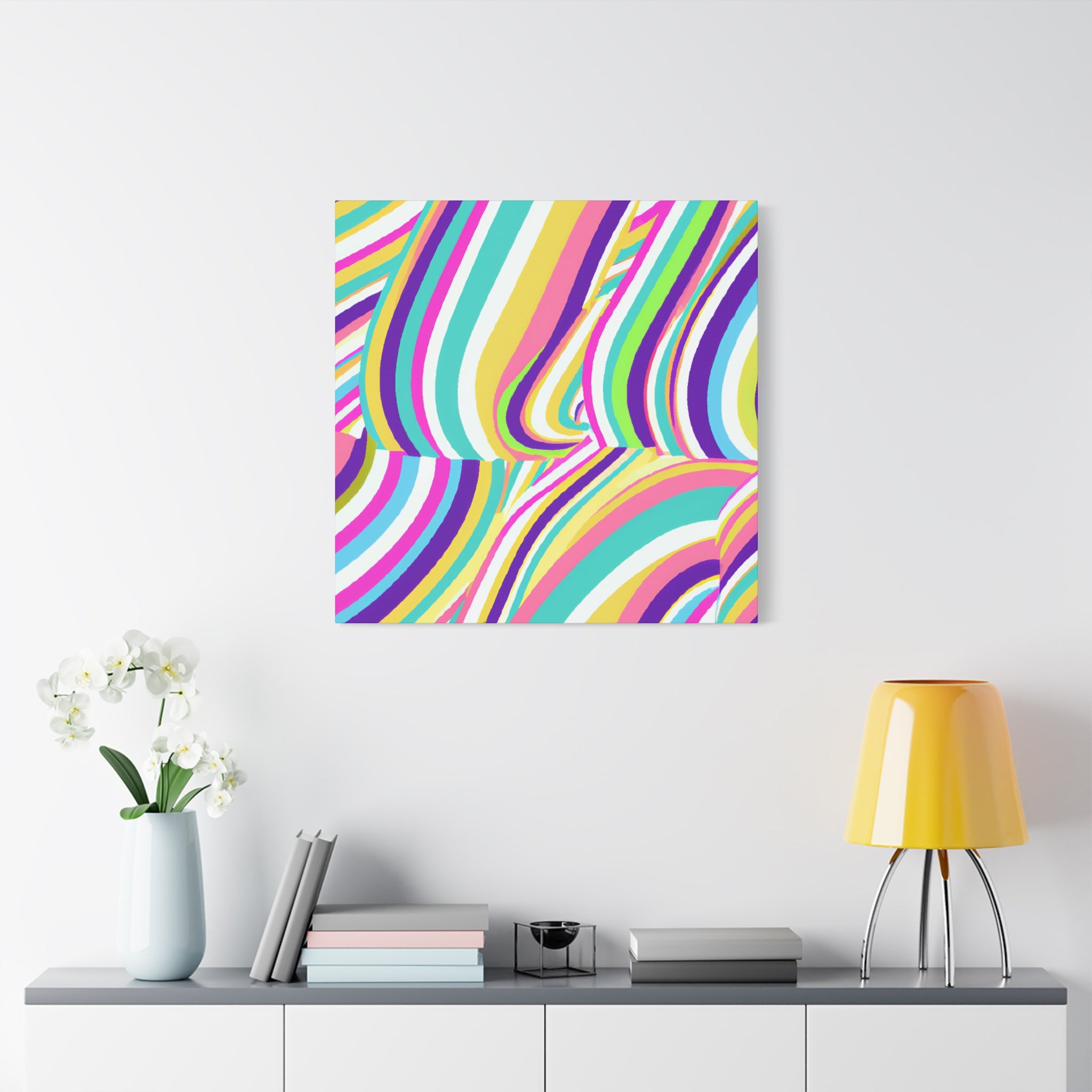 Vibrant Wavy Stripes Abstract Art Canvas - Canvas