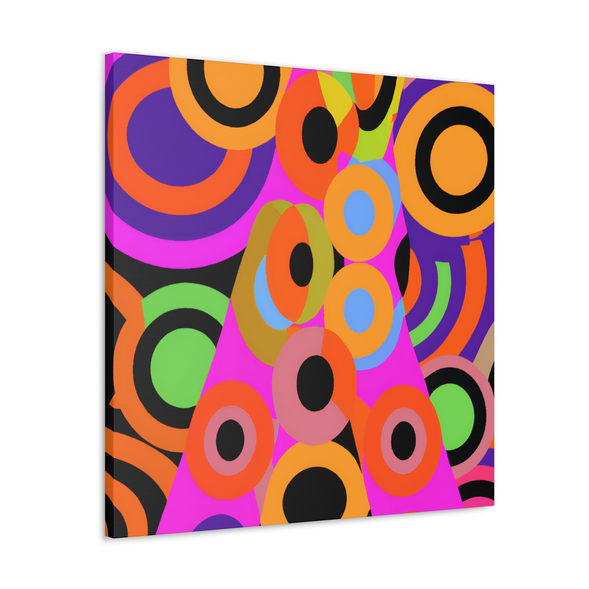 Vibrant Retro Circles Abstract Art Canvas - Canvas