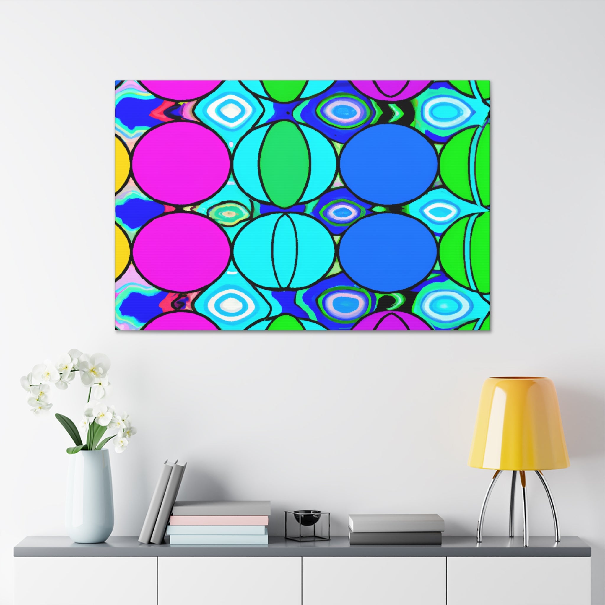 Vibrant Geometric Spheres Abstract Art Canvas - Canvas