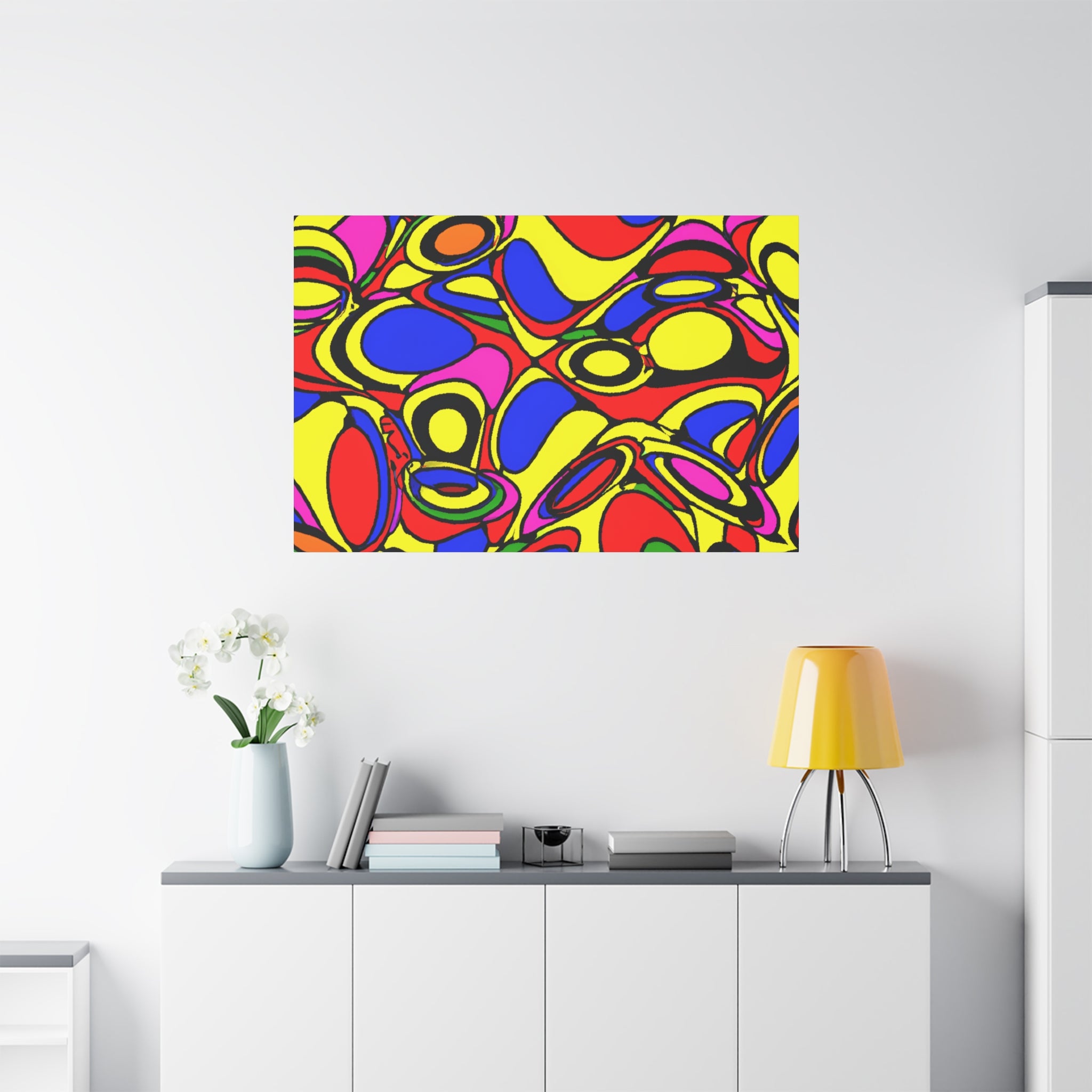 Vibrant Abstract Psychedelic Shapes Canvas Art Print - Canvas