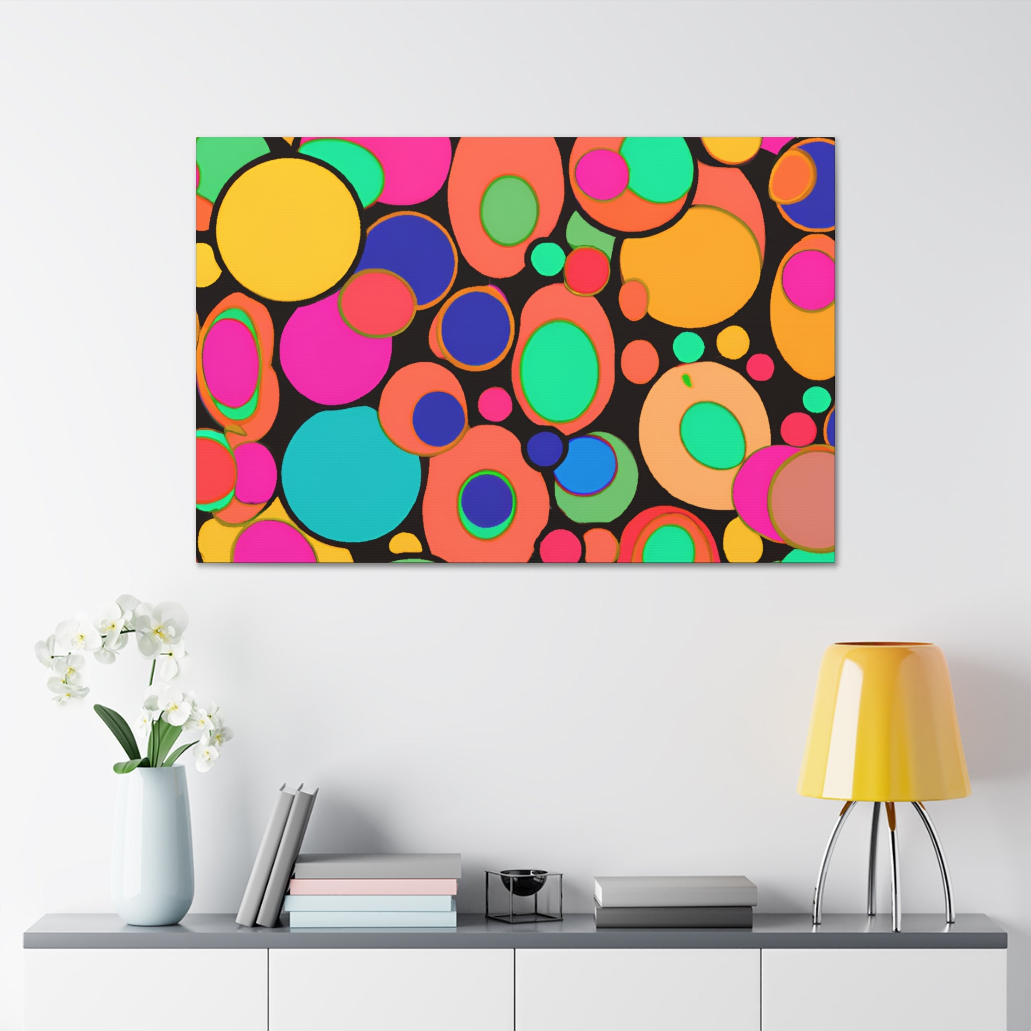 Vibrant Retro Bubble Fiesta Abstract Art Canvas - Canvas