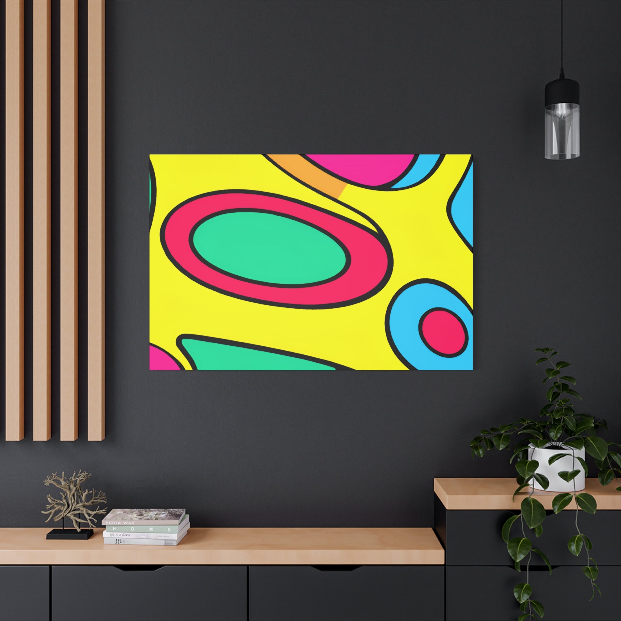 Vibrant Retro Pop Art Ellipses Canvas Print - Canvas
