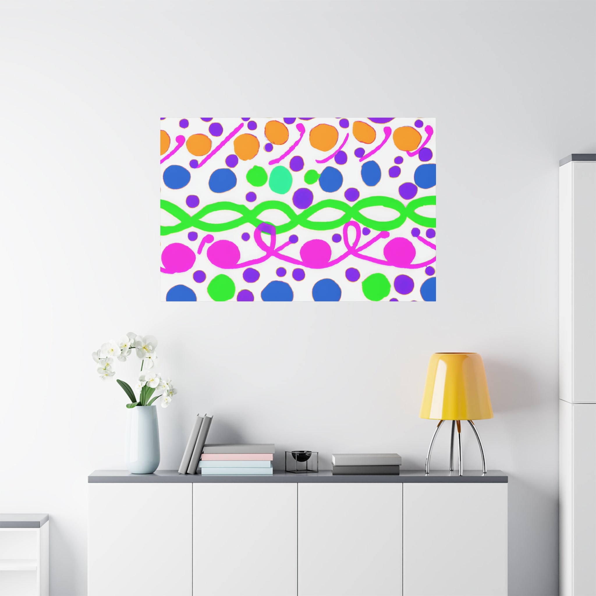 Vibrant Abstract Bubbles and Waves Canvas Art - Canvas