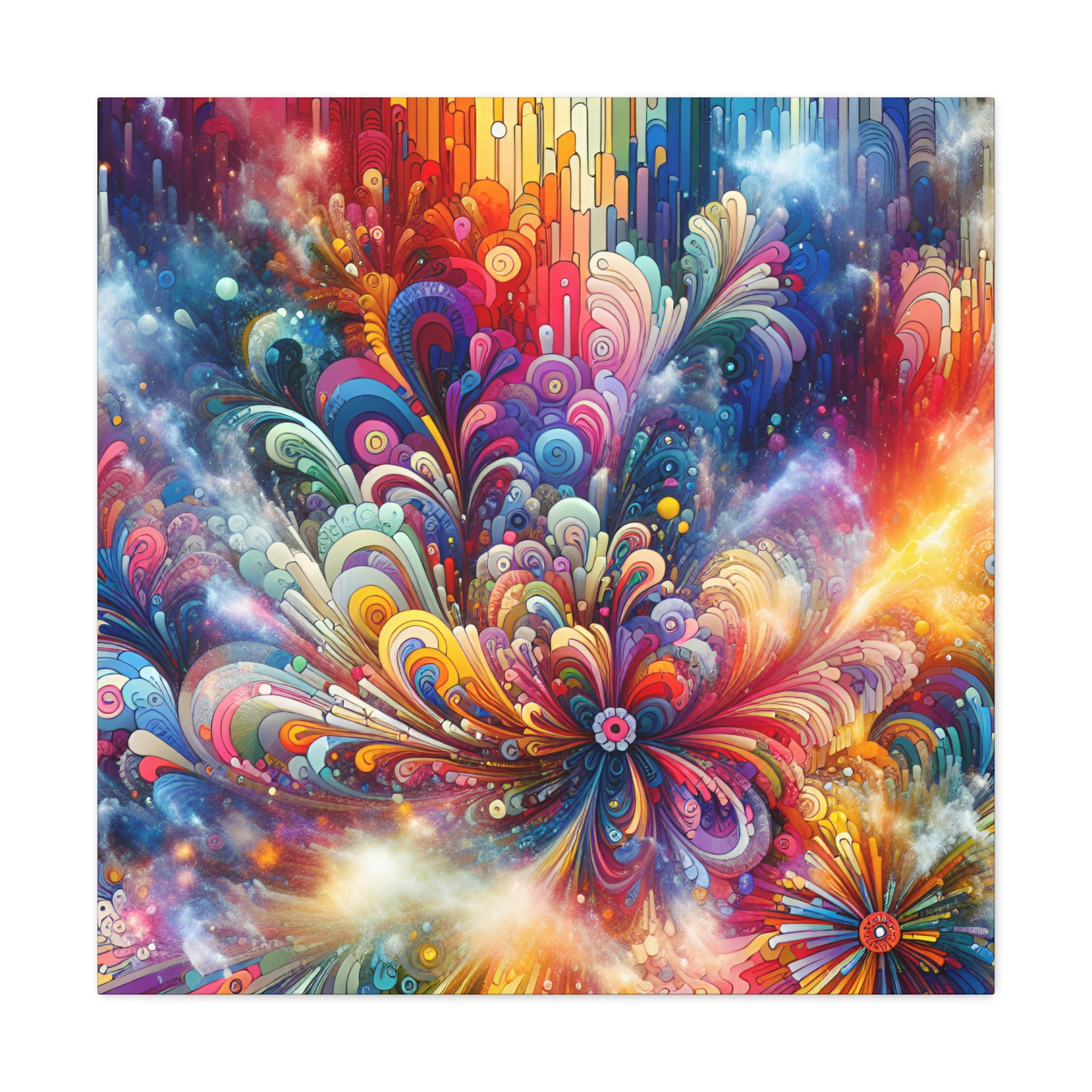 Cosmic Bloom Explosion Colorful Abstract Art Canvas - Canvas