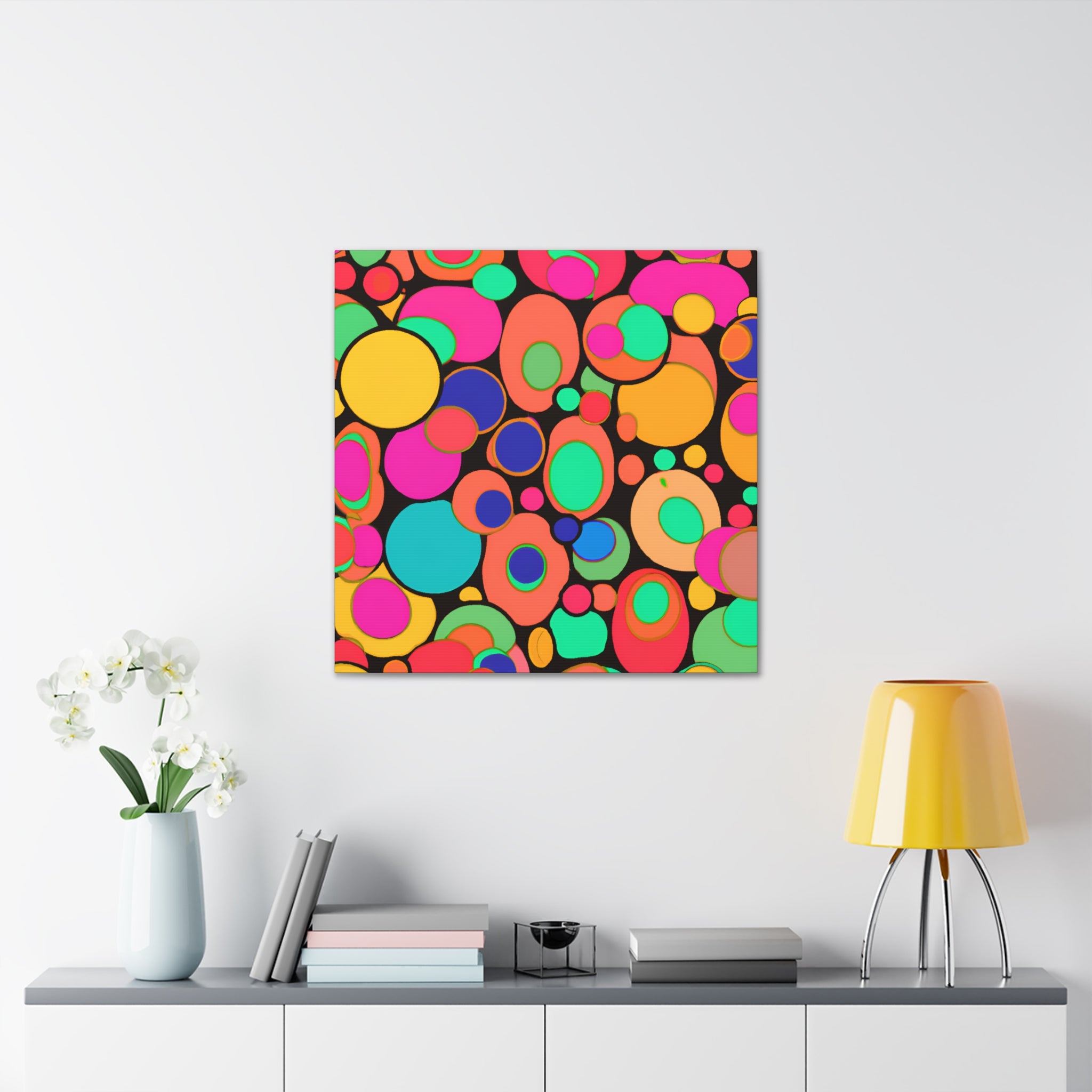 Vibrant Retro Bubble Fiesta Abstract Art Canvas - Canvas