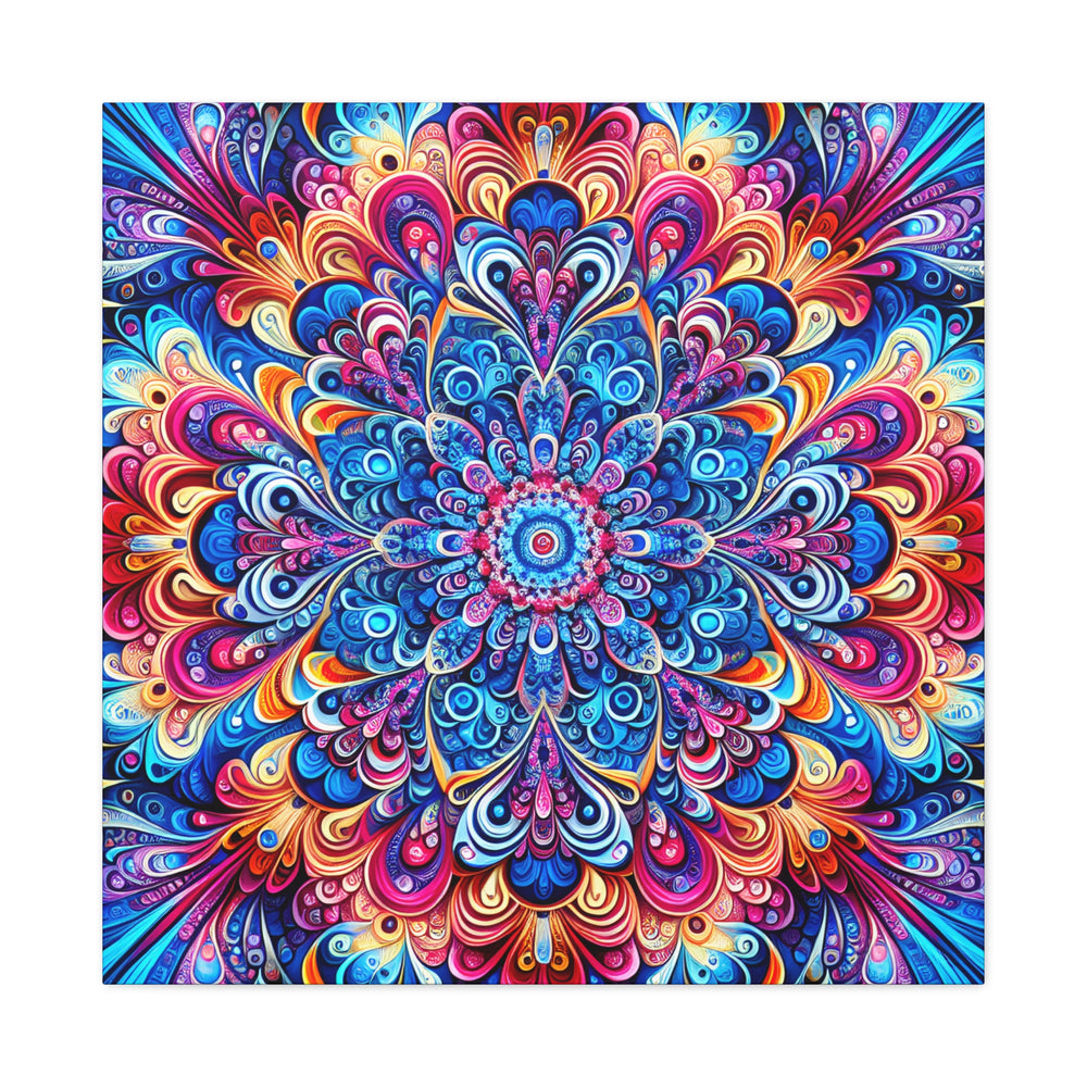 Vibrant Psychedelic Mandala Canvas Art Print - Canvas