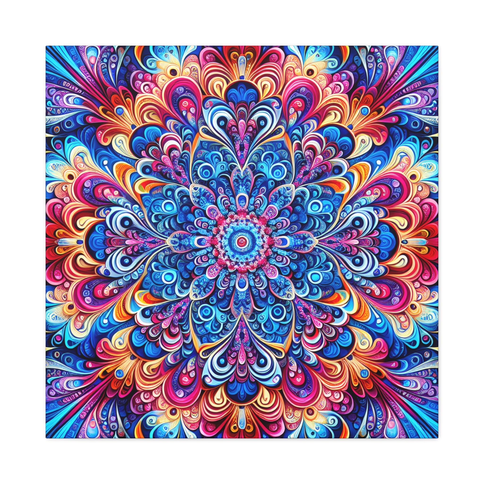 Vibrant Psychedelic Mandala Canvas Art Print - Canvas