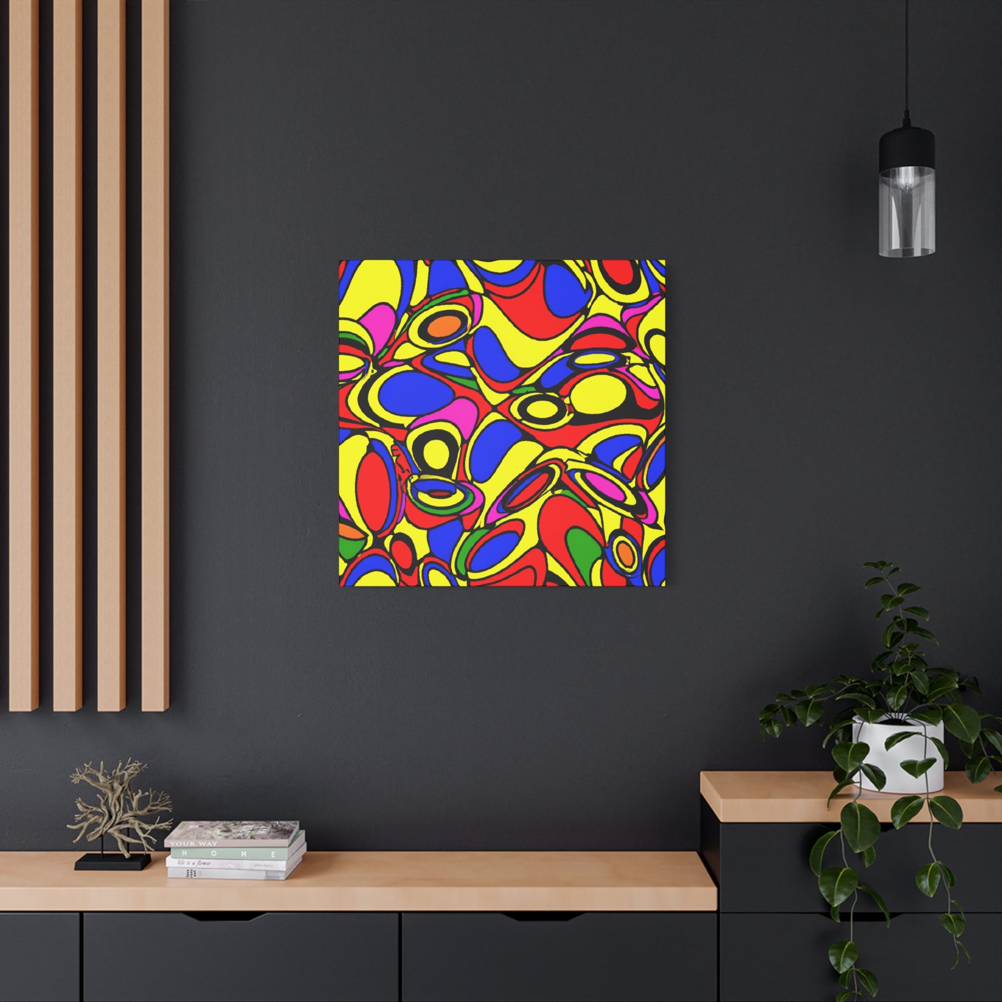 Vibrant Abstract Psychedelic Shapes Canvas Art Print - Canvas