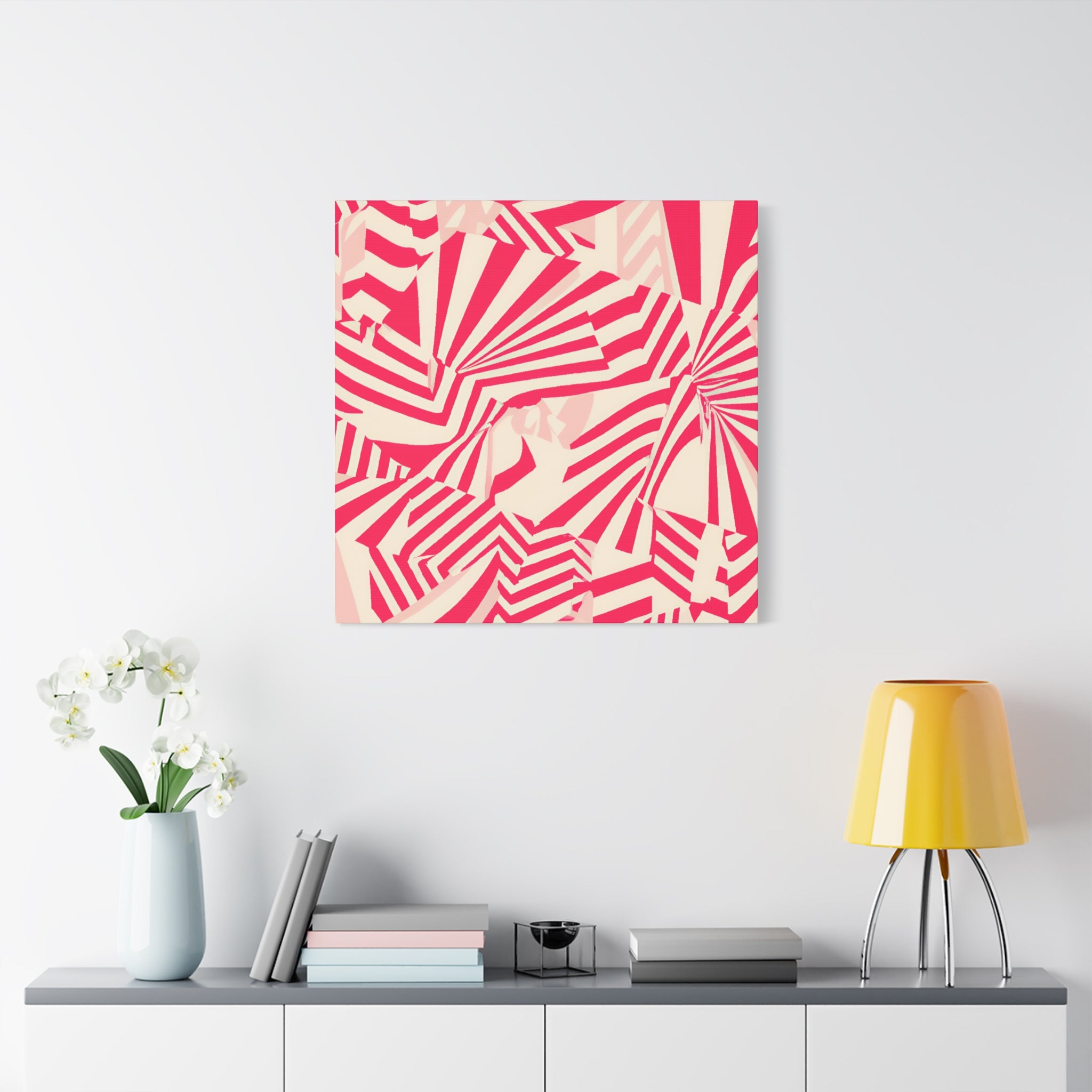 Crimson Geometric Vortex Abstract Art Canvas - Canvas