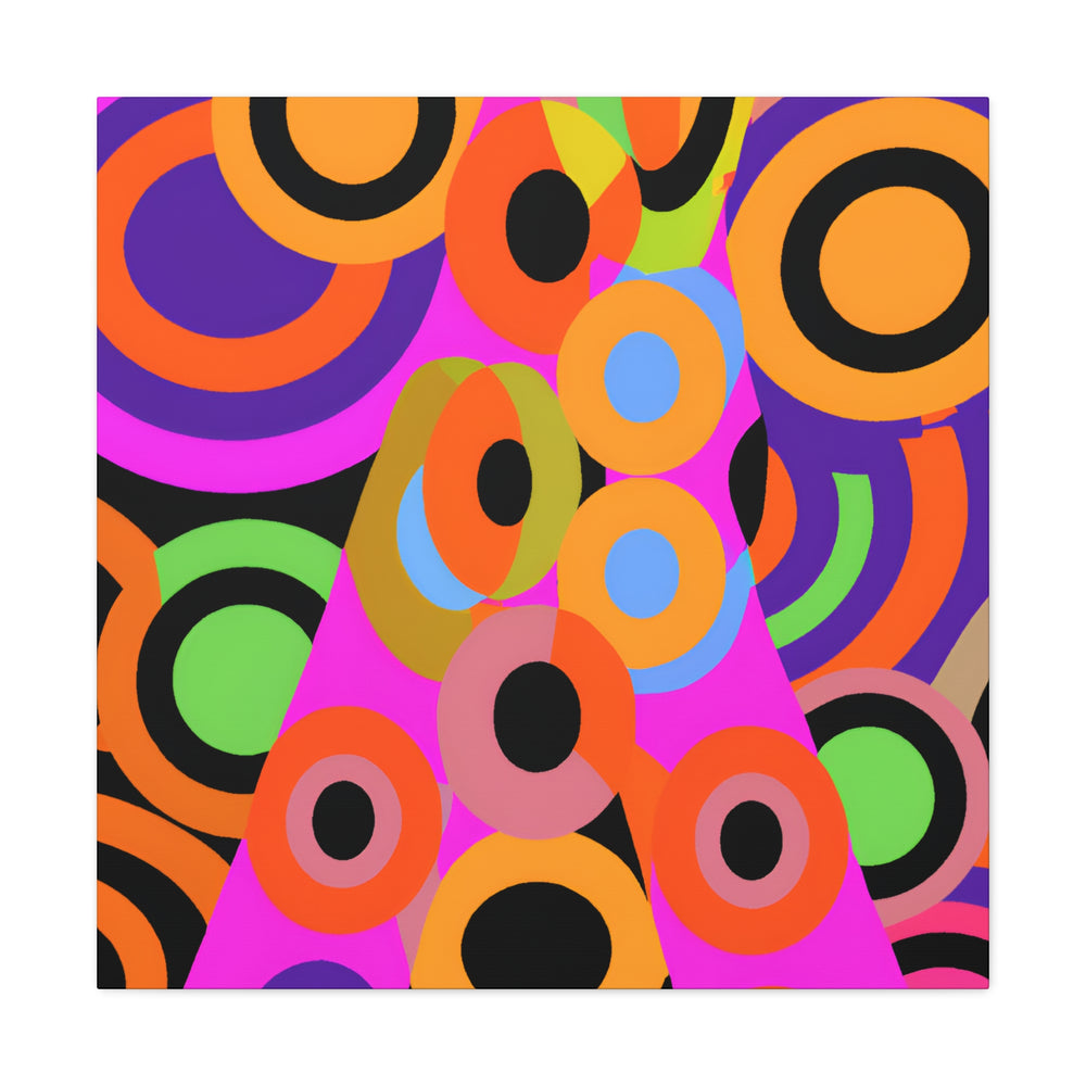 Vibrant Retro Circles Abstract Art Canvas - Canvas