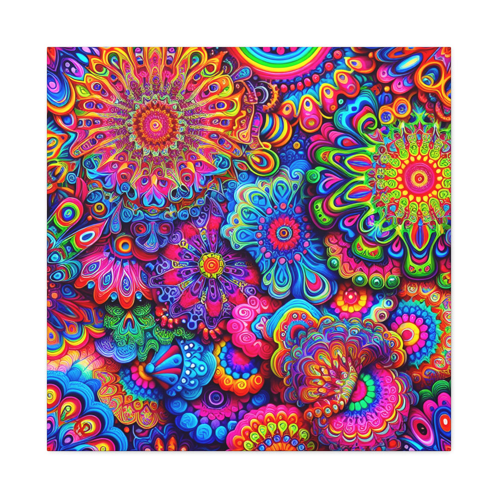Psychedelic Floral Kaleidoscope Canvas Art Print - Canvas