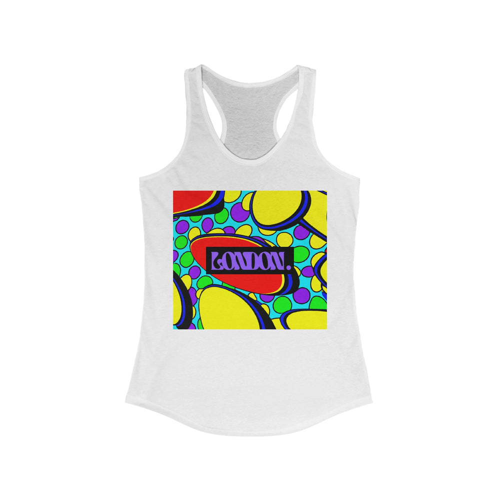 "Groovy Galleria: A Cosmic Kaleidoscope of Pop Art & Psychedelia" - Racerback Tank Top
