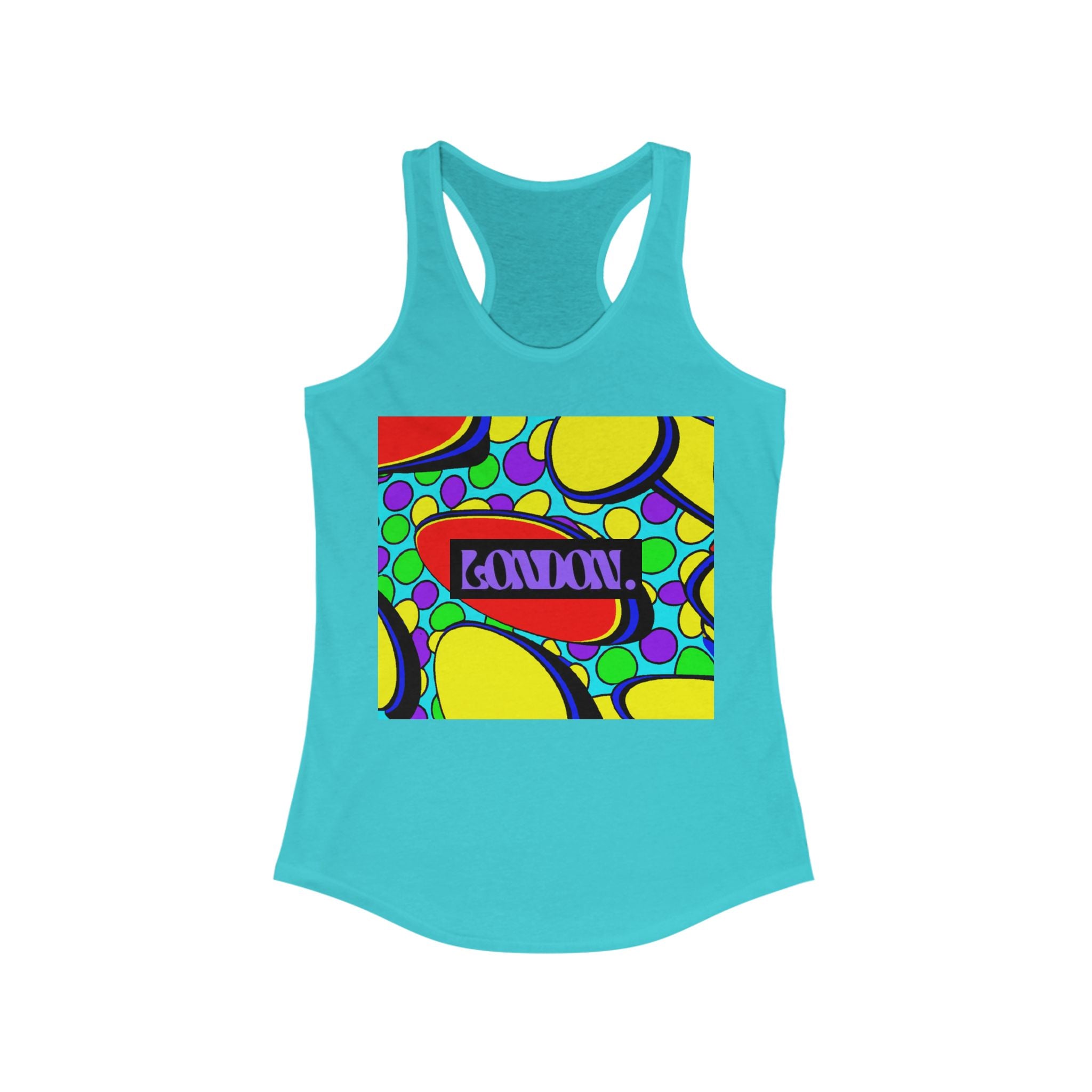 "Groovy Galleria: A Cosmic Kaleidoscope of Pop Art & Psychedelia" - Racerback Tank Top