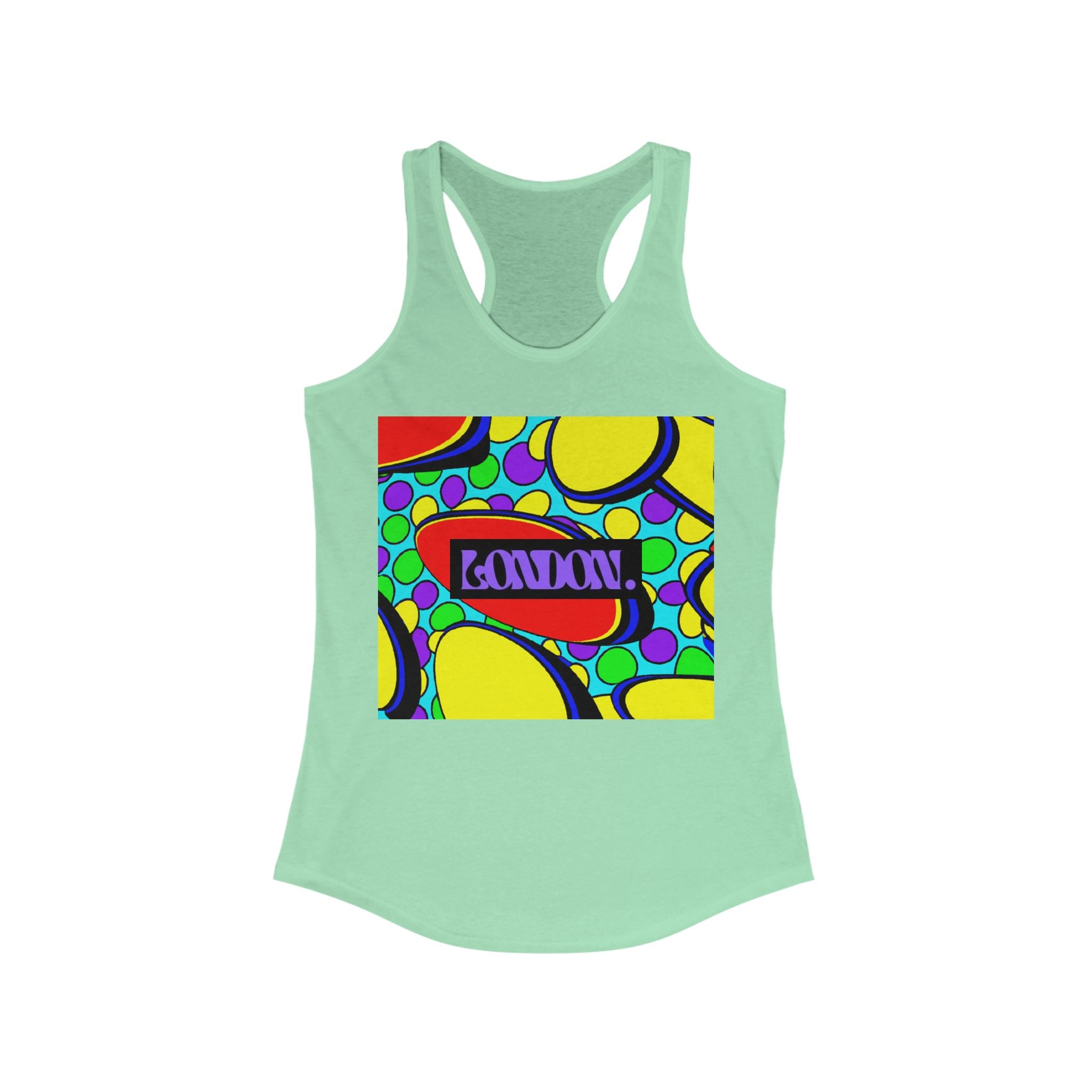 "Groovy Galleria: A Cosmic Kaleidoscope of Pop Art & Psychedelia" - Racerback Tank Top
