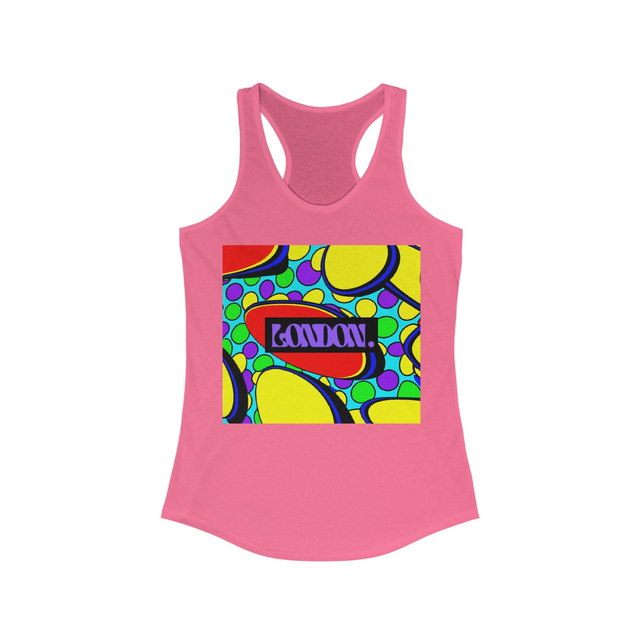 "Groovy Galleria: A Cosmic Kaleidoscope of Pop Art & Psychedelia" - Racerback Tank Top