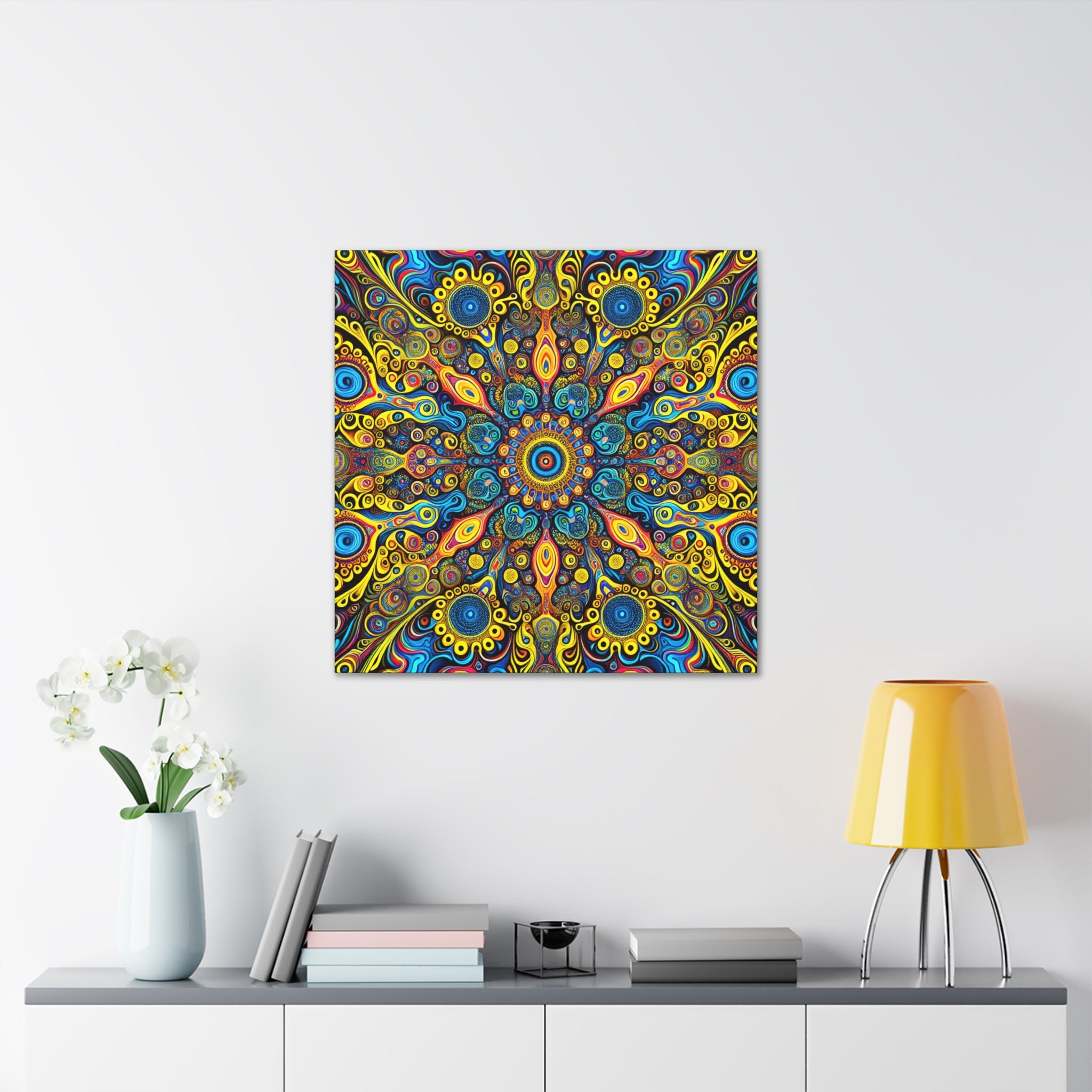 Psychedelic Kaleidoscope Mandala Canvas Art Print - Canvas