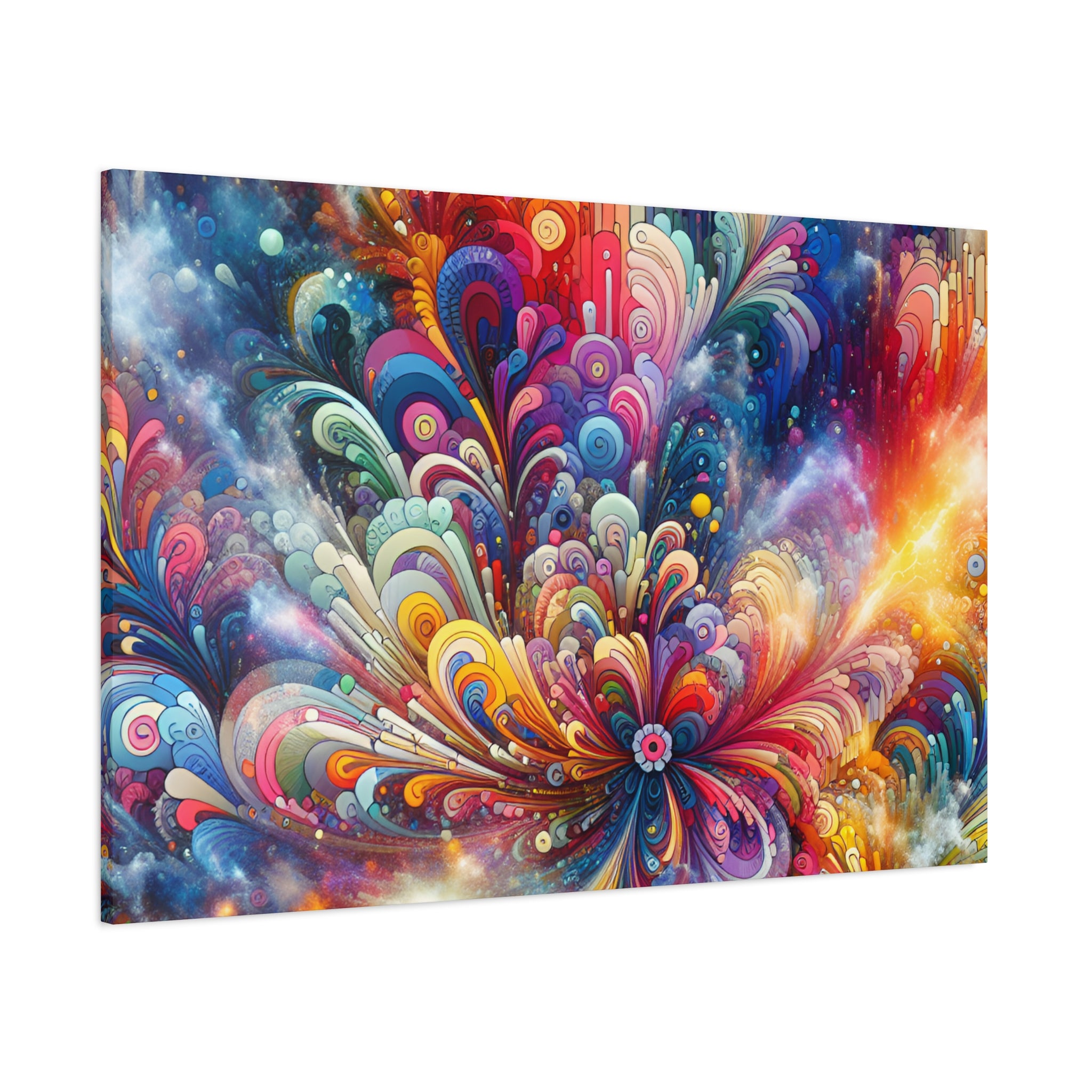 Cosmic Bloom Explosion Colorful Abstract Art Canvas - Canvas