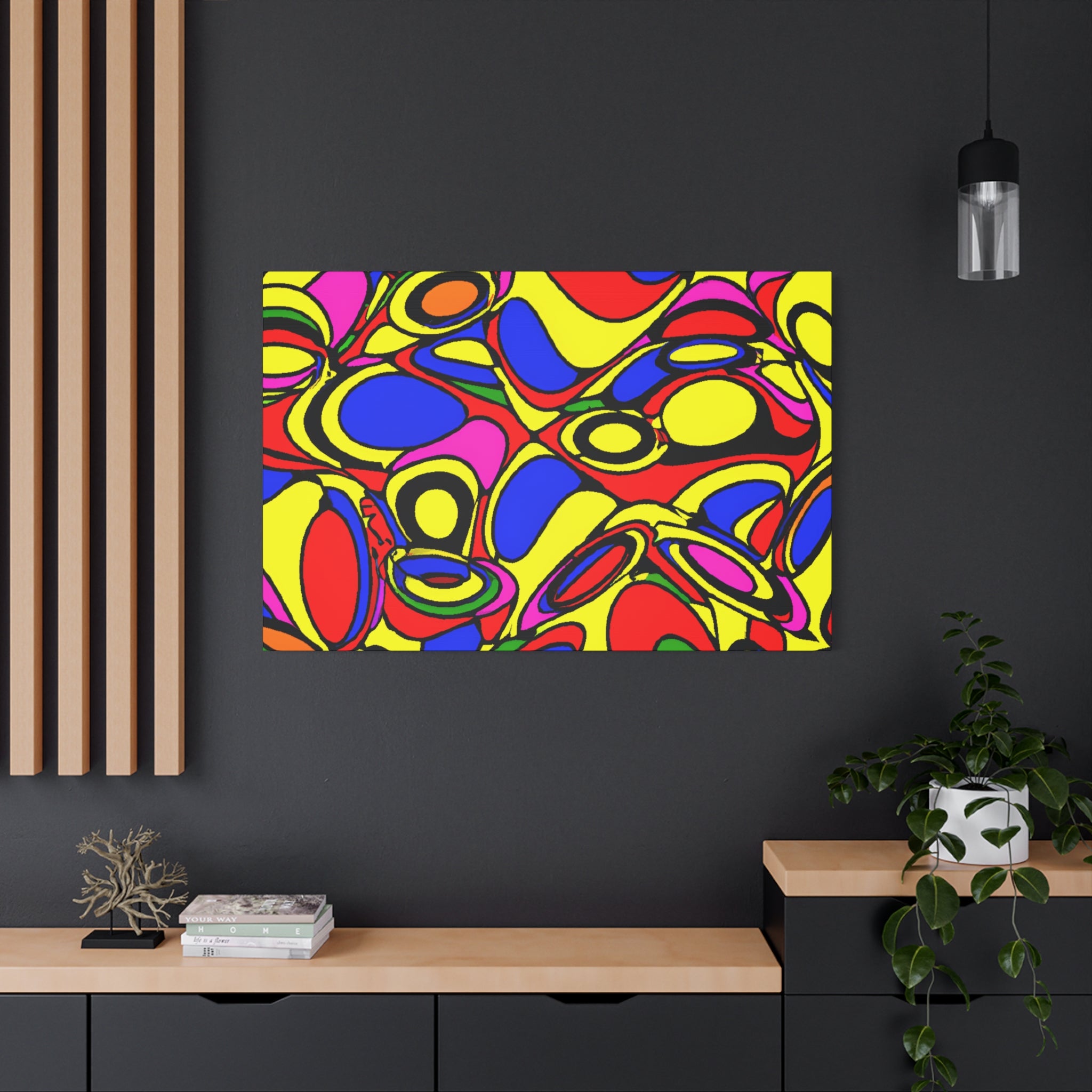 Vibrant Abstract Psychedelic Shapes Canvas Art Print - Canvas