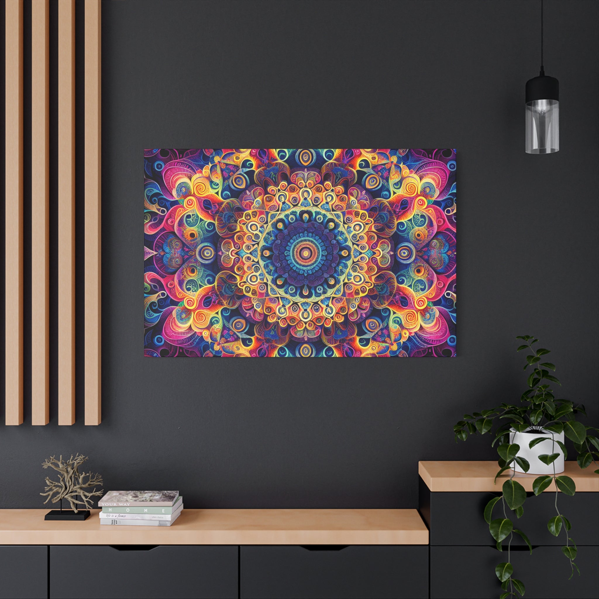 Vibrant Psychedelic Mandala Canvas Art Print - Canvas