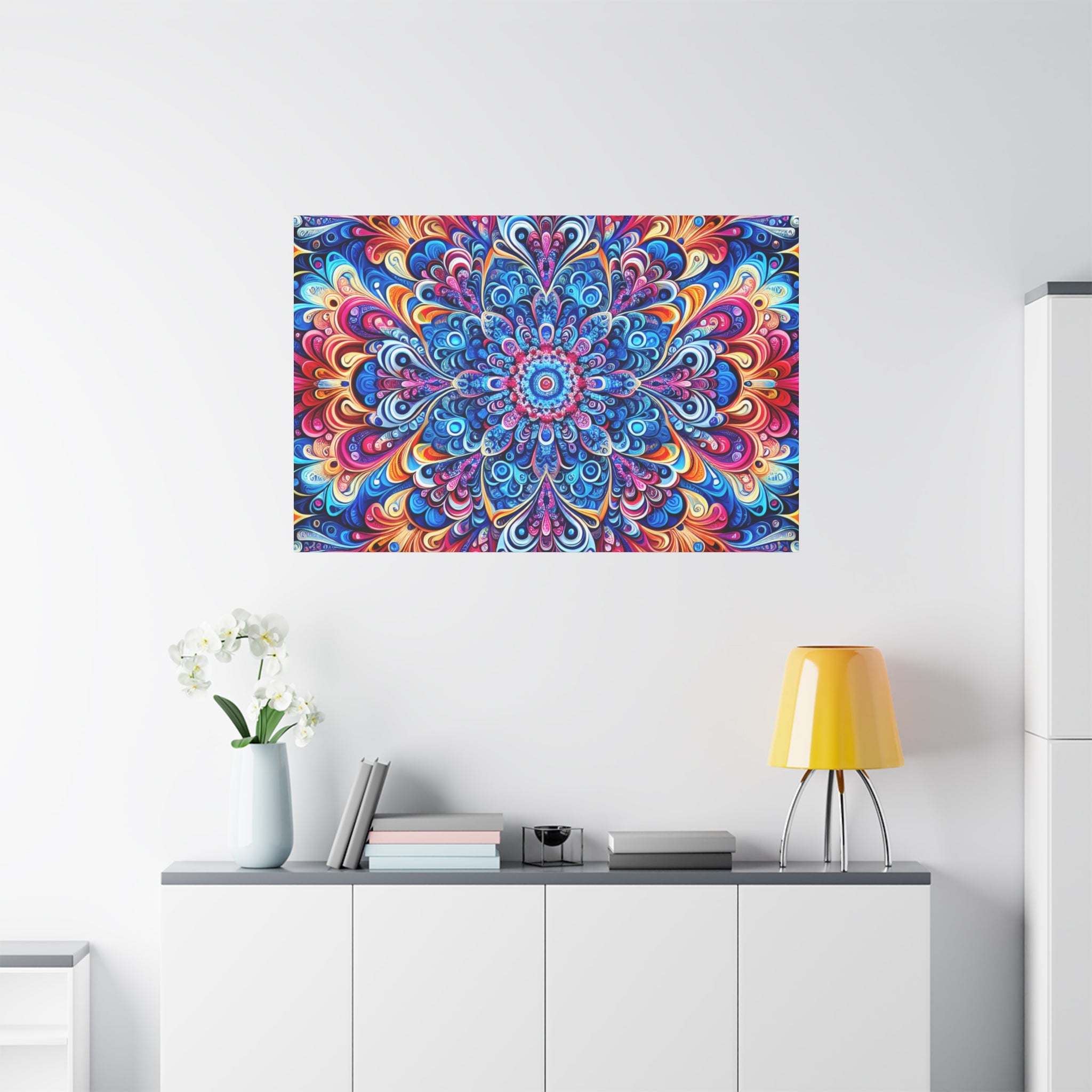Vibrant Psychedelic Mandala Canvas Art Print - Canvas