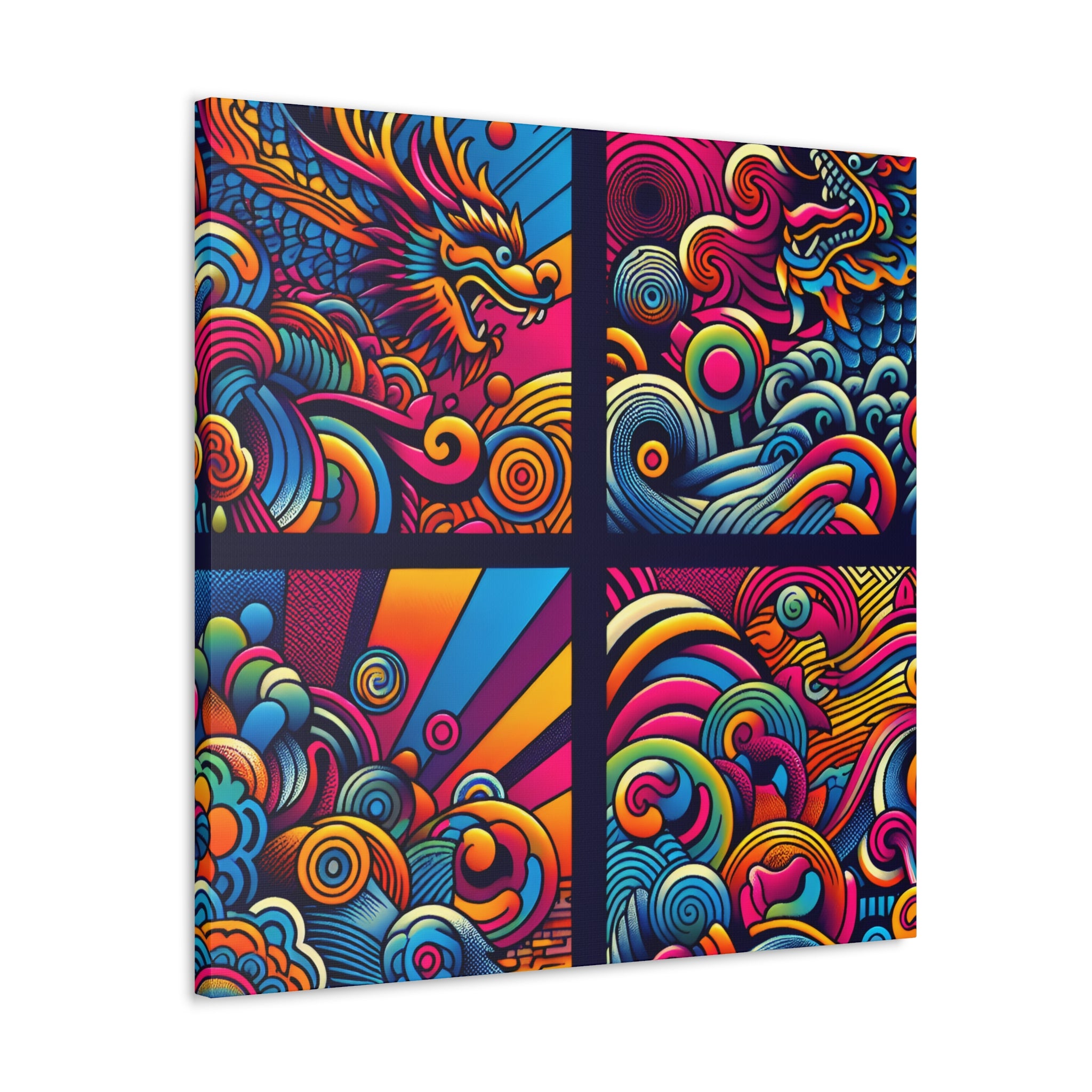 Vibrant Mythical Dragon Energy Abstract Canvas Art - Canvas