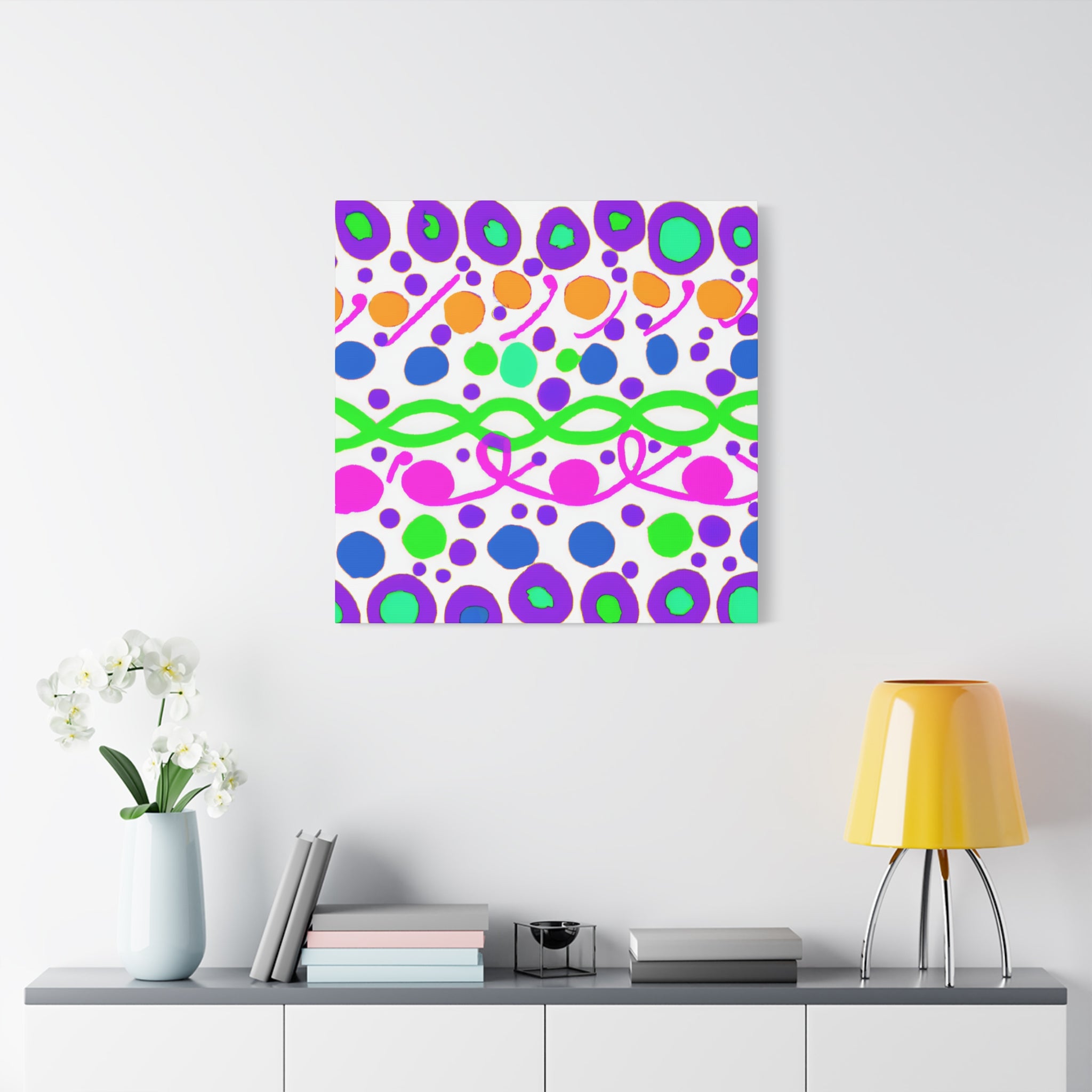 Vibrant Abstract Bubbles and Waves Canvas Art - Canvas